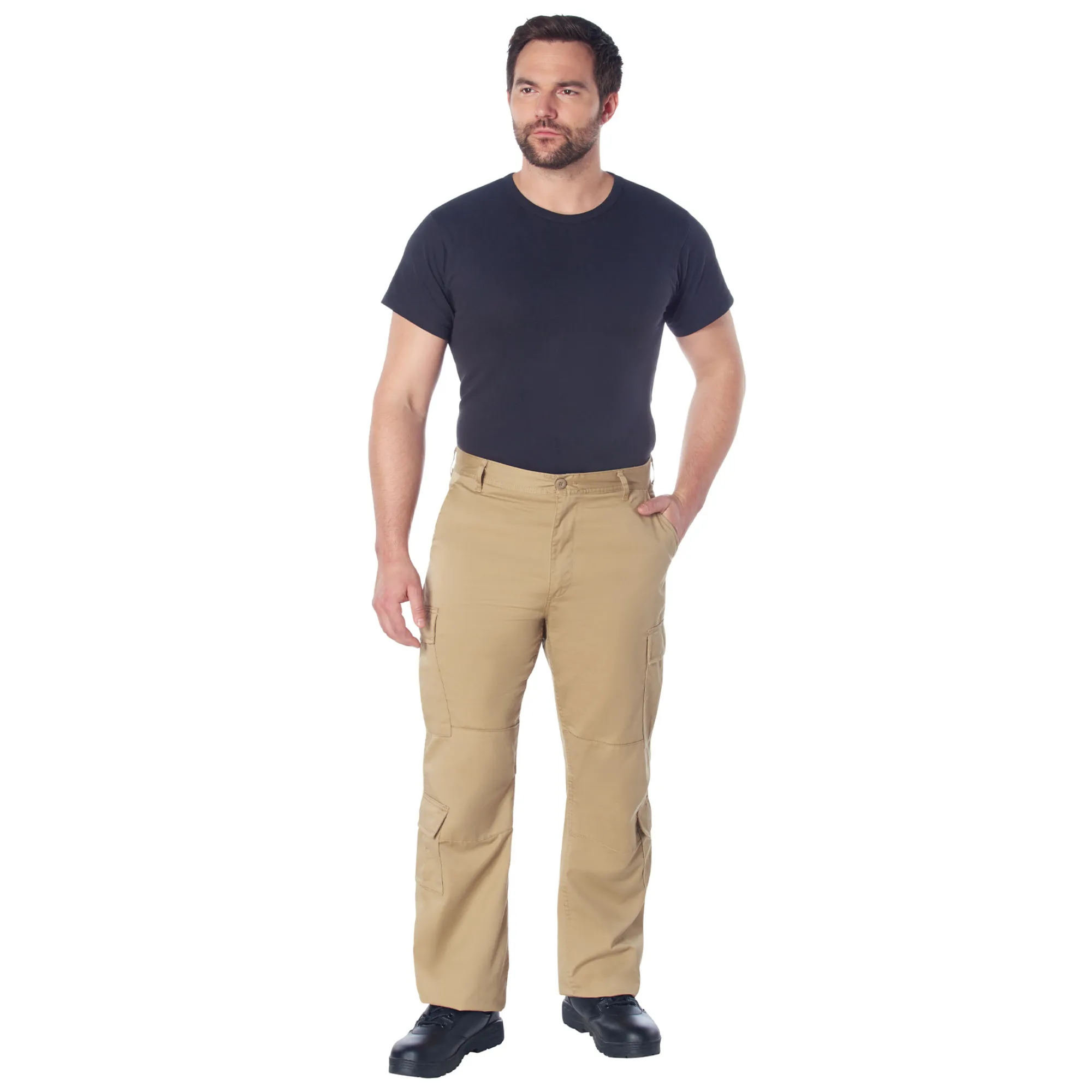 Khaki - Tactical Vintage Paratrooper BDU Pants Fatigues - Heavyweight Poly/Cotton - Zipper Fly