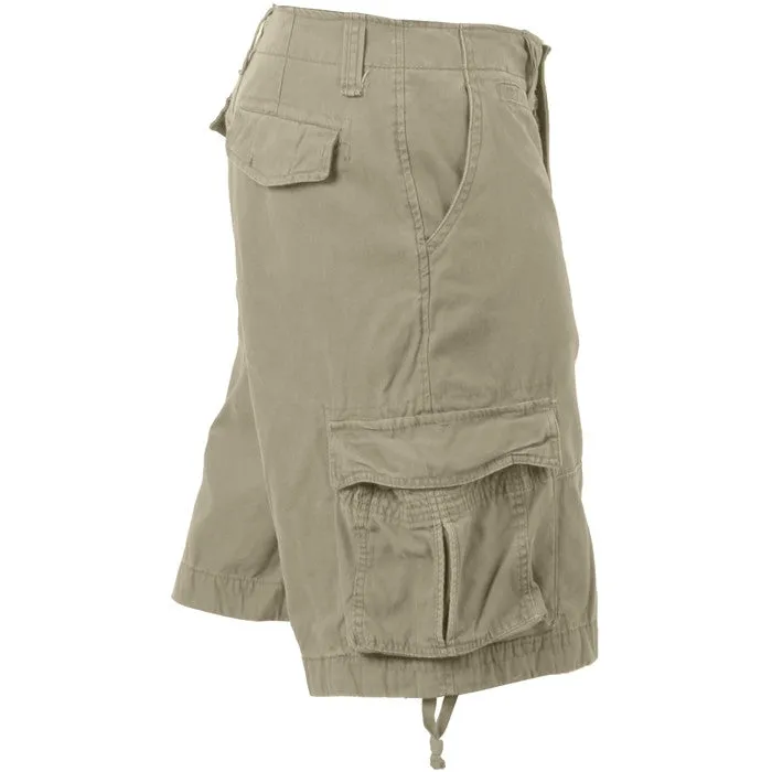 Khaki - Vintage Infantry Utility Army BDU Cargo Shorts - Heavyweight Cotton - Zipper Fly