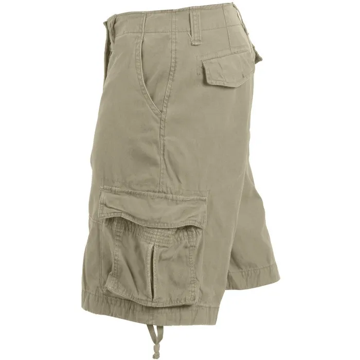 Khaki - Vintage Infantry Utility Army BDU Cargo Shorts - Heavyweight Cotton - Zipper Fly