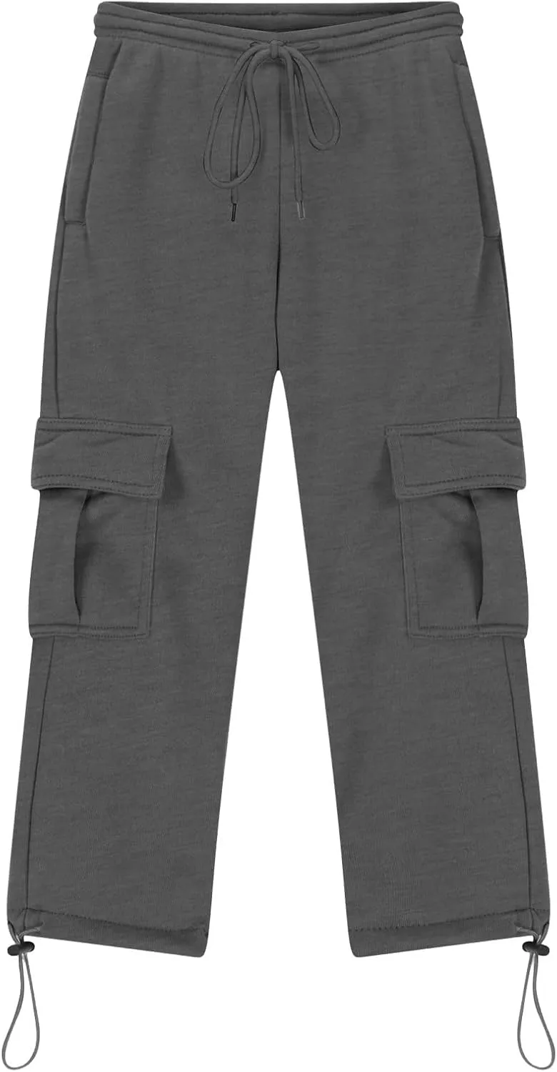 Kids Boys Cargo Sweatpants Toddler Boys' Casual Drawstring Elastic Waist Sweat Pants Baggy Sweatpants 1Pcs Set
