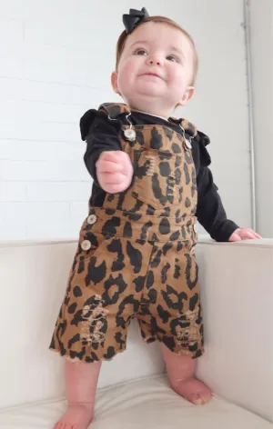 Kids Cheetah Denim Overalls