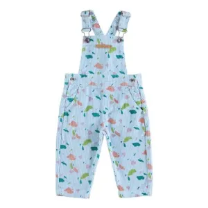 Kids Corduroy Dungarees Blue with Multicolour Geometric Print