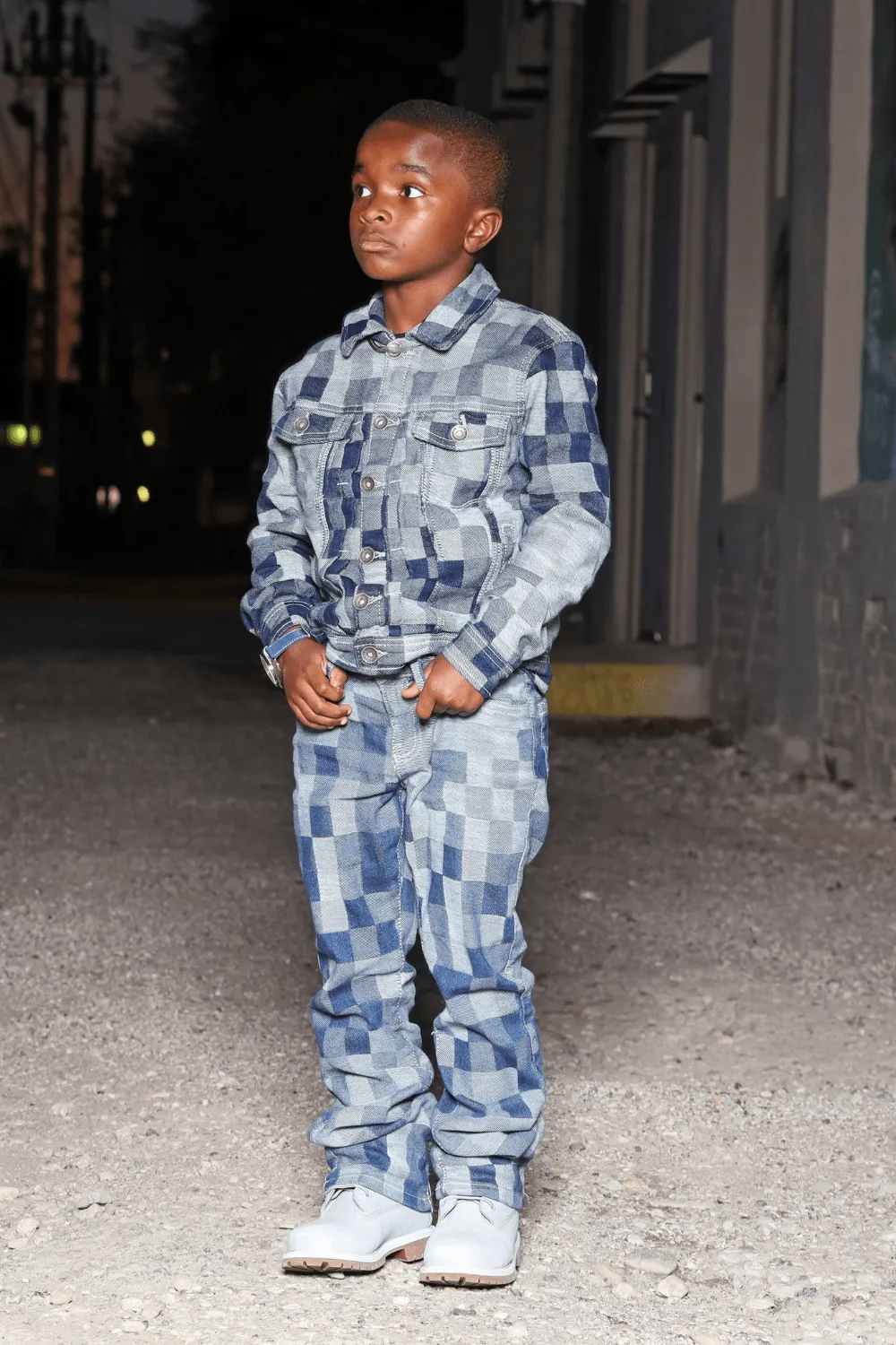 Kids Stacked Illusion Denim (Aged Wash)