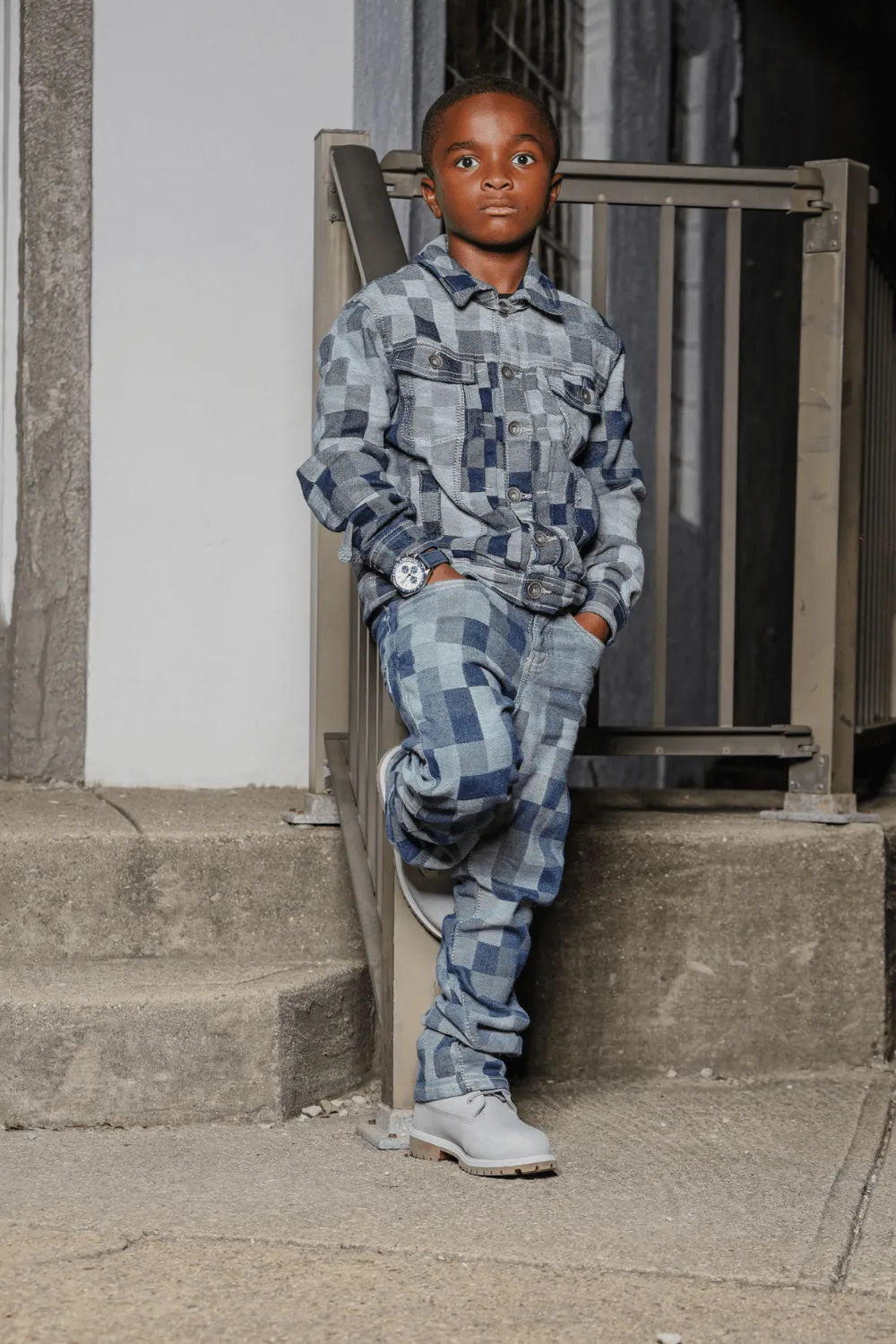 Kids Stacked Illusion Denim (Aged Wash)