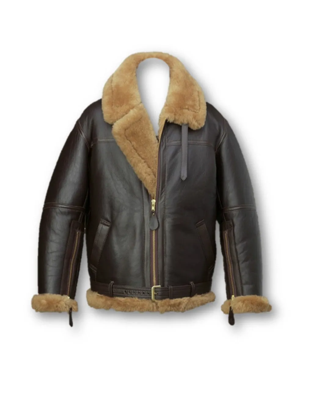 Kraven The Hunter Men's B3 Aviator Sheepskin Shearling RAF Bomber Jacket - 8 Sizes for Unstoppable Style