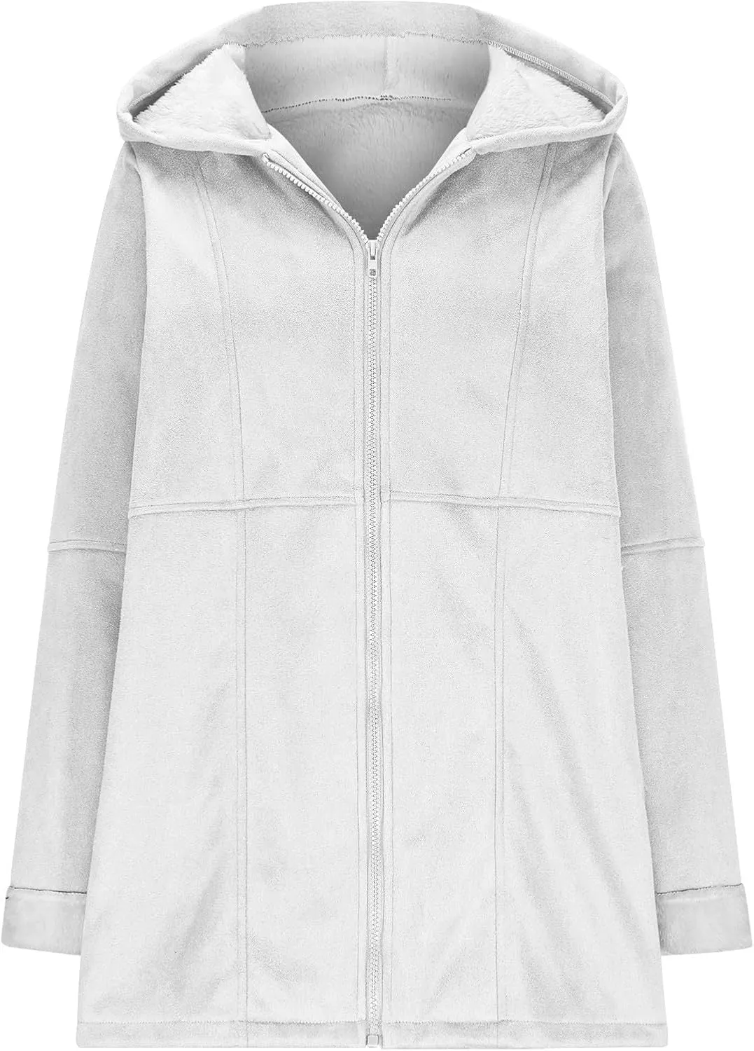 Kubbon Womens Sherpa Lined Jacket Fall Winter Fashion Fuzzy Fleece Lined Faux Suede Coat Hooded Distressed Jackets Outerwear