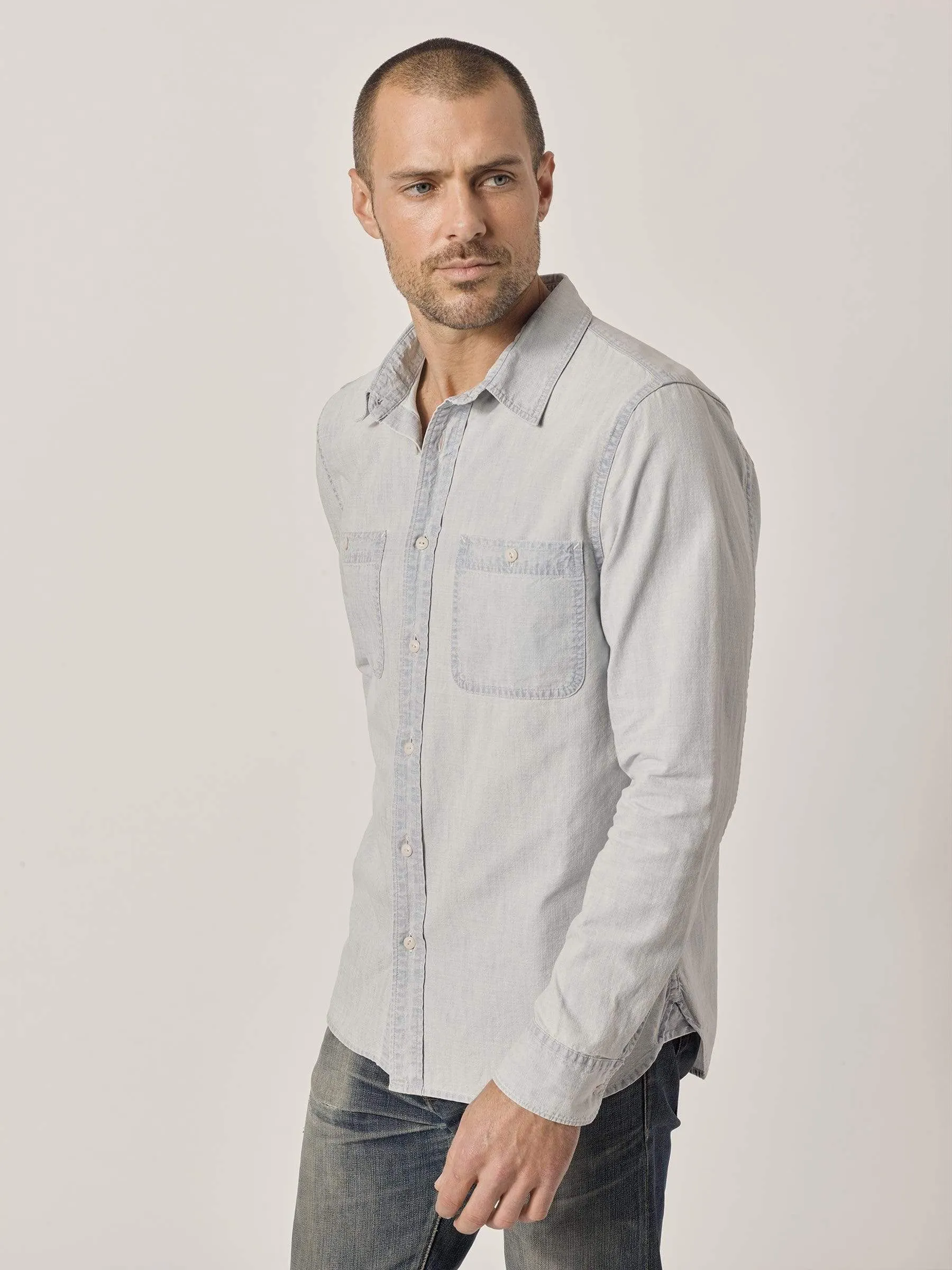L005 Light Wash Chambray Work Shirt