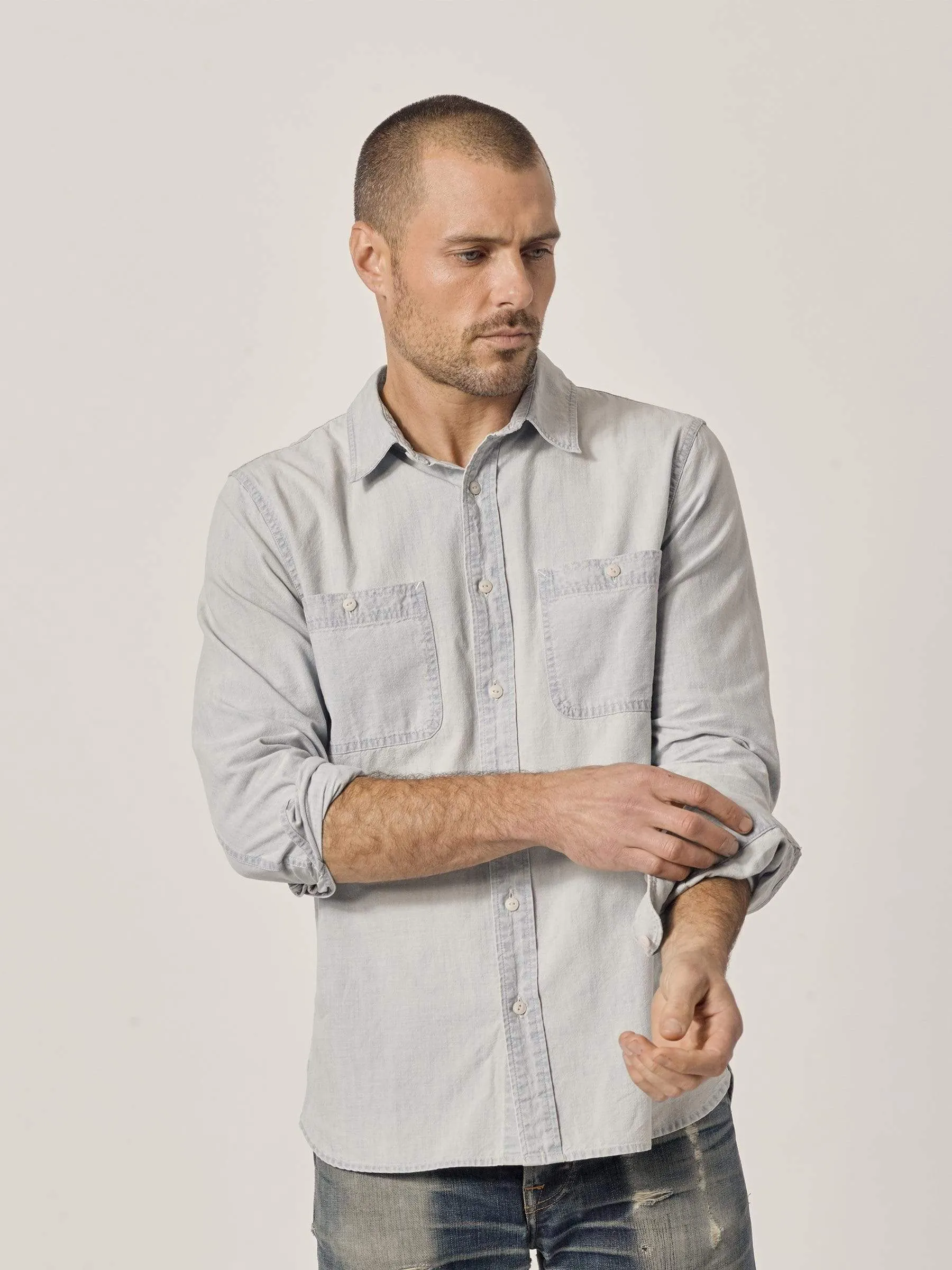 L005 Light Wash Chambray Work Shirt