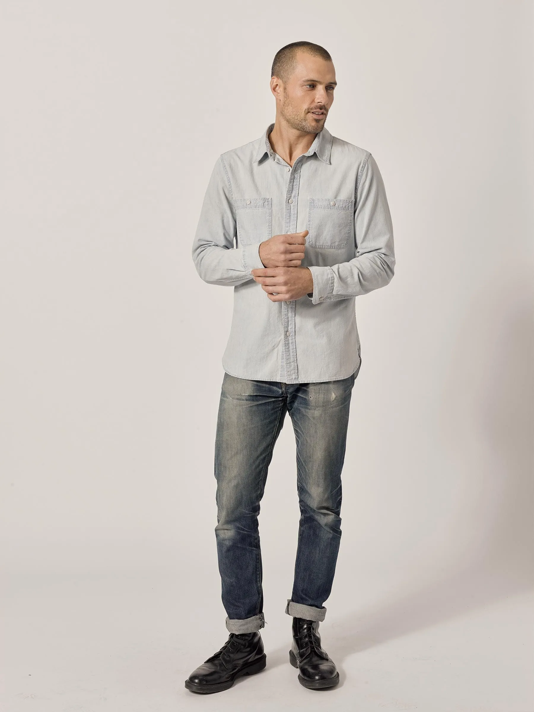 L005 Light Wash Chambray Work Shirt