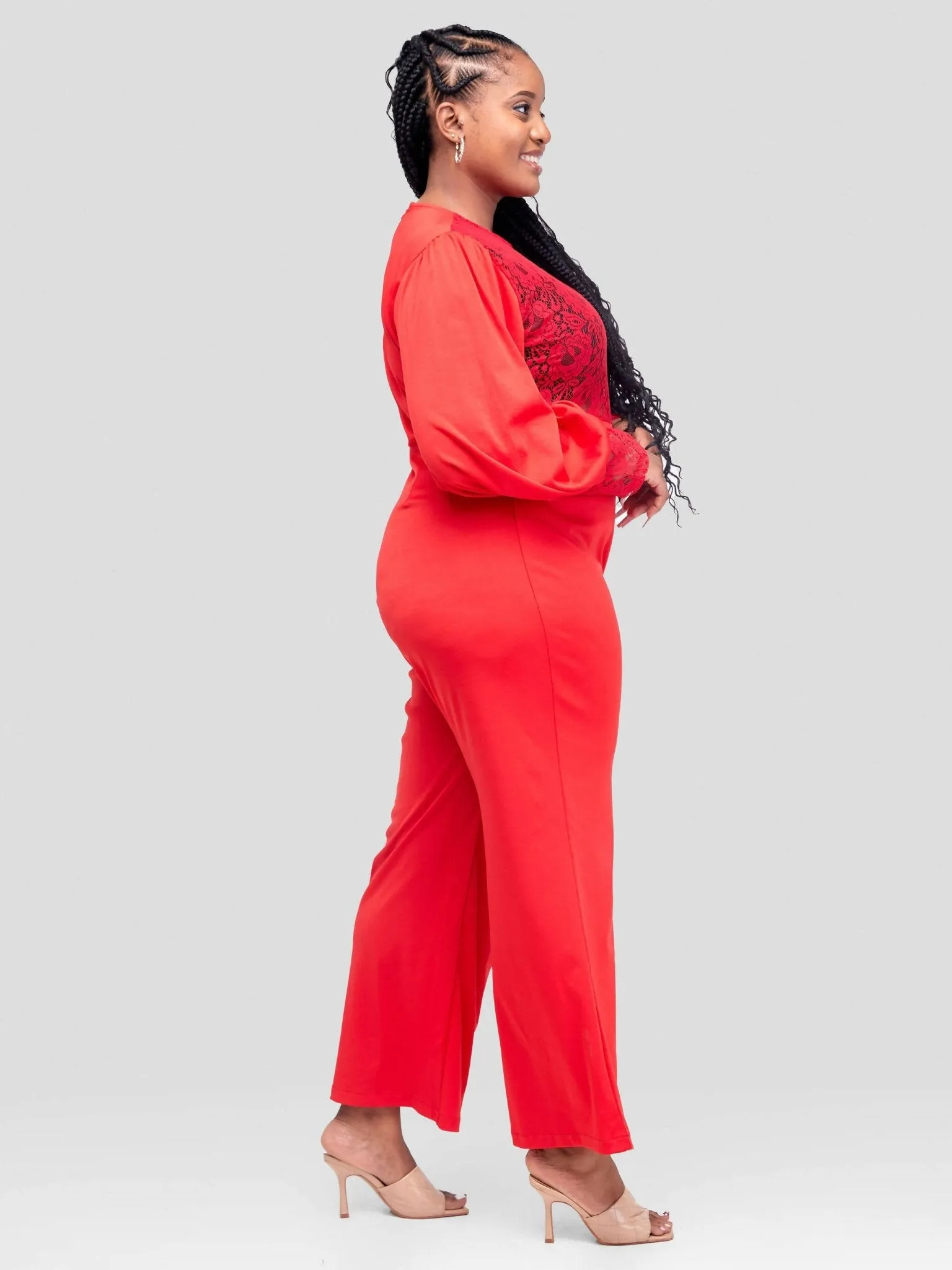 Lace Jumpsuit - Red