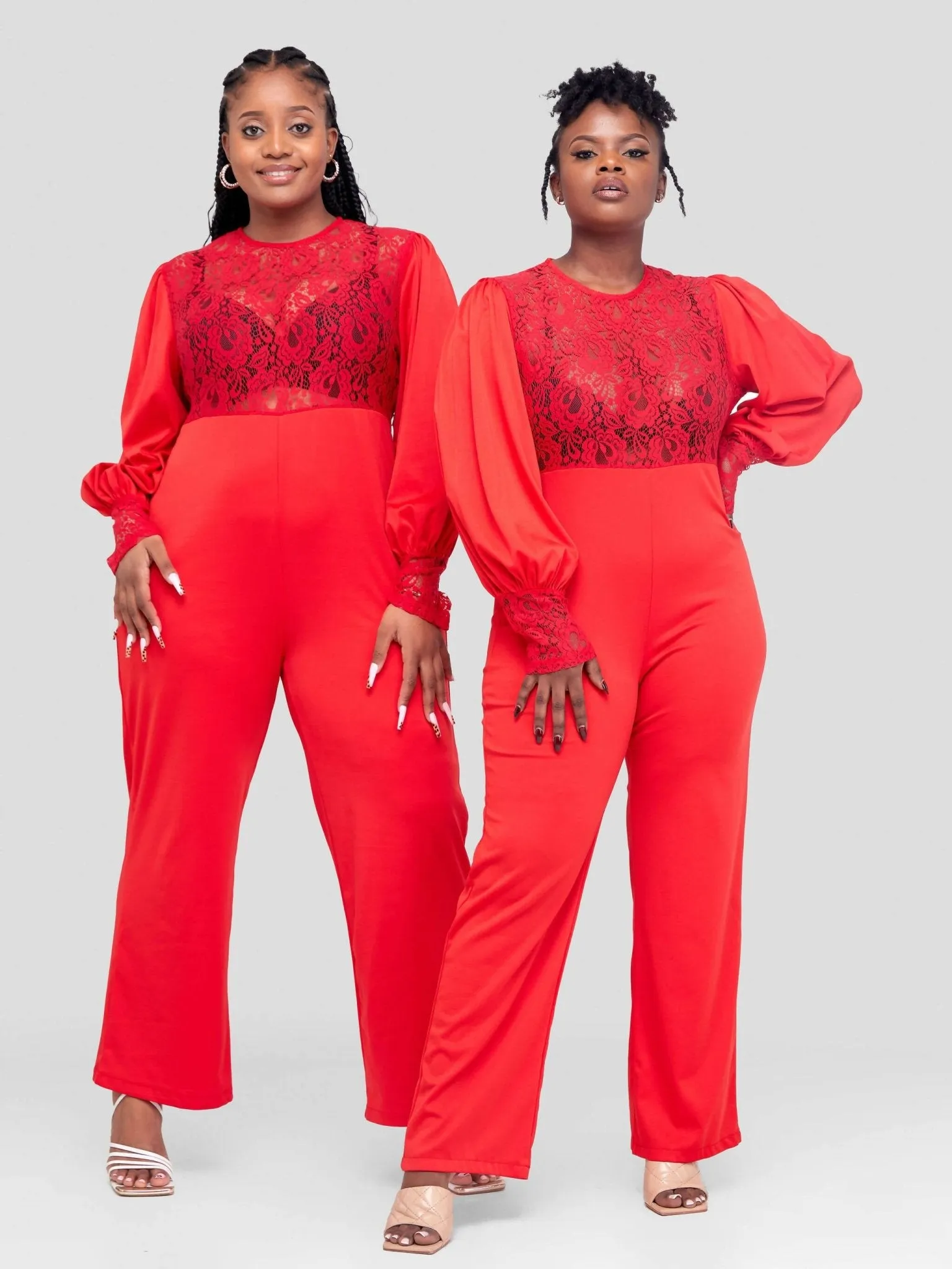 Lace Jumpsuit - Red