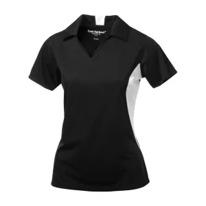 Ladies Snag Resistant Colour Block Sport Shirt Black-White