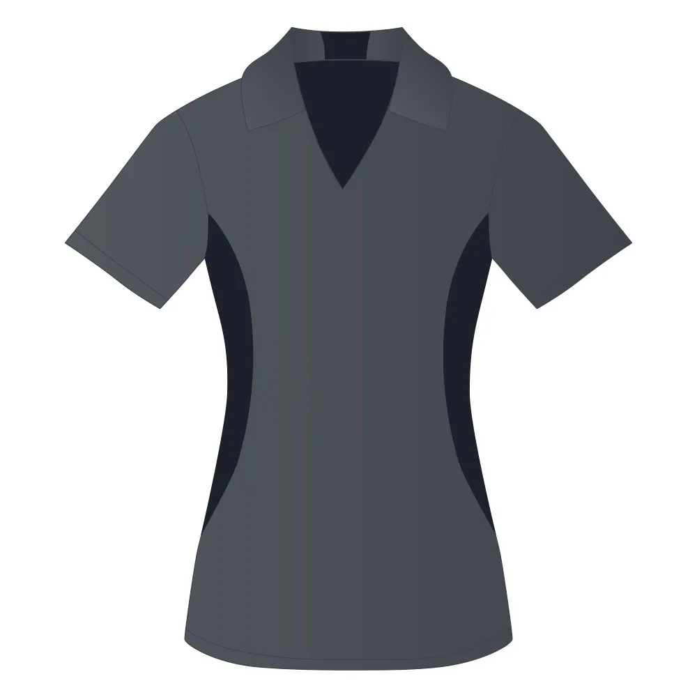 Ladies Snag Resistant Colour Block Sport Shirt Iron Grey-Black