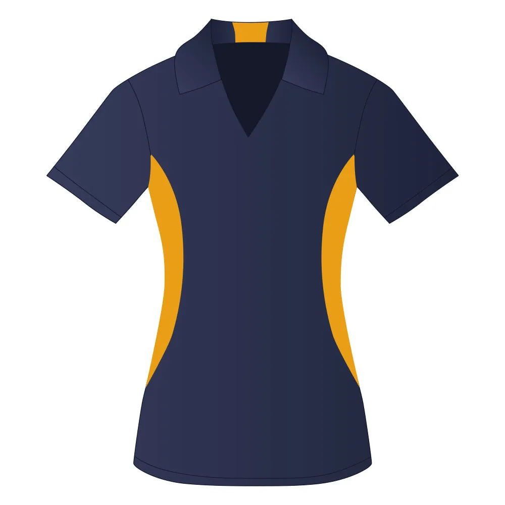 Ladies Snag Resistant Colour Block Sport Shirt True Navy-Gold