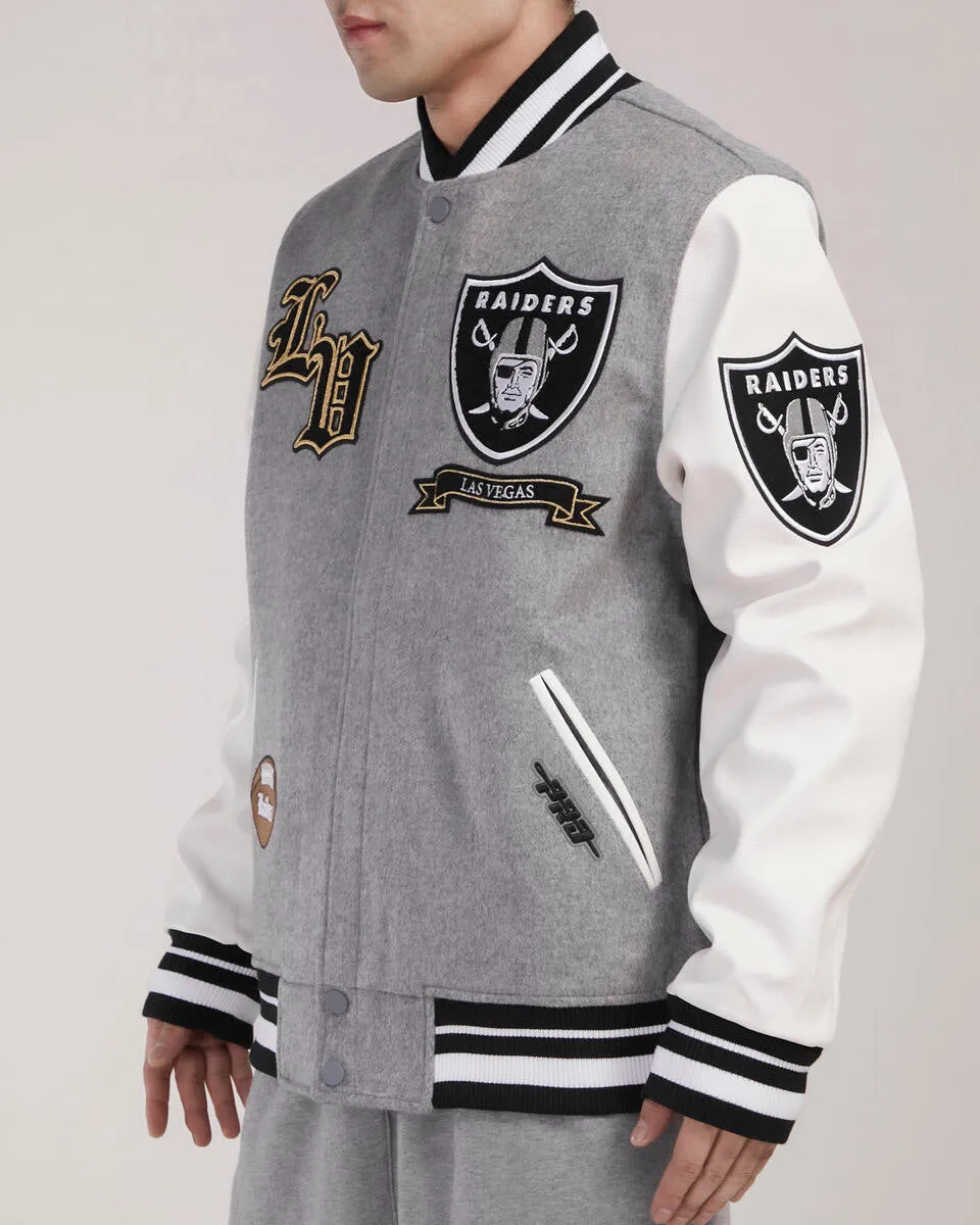 Las Vegas Raiders Logo Varsity Jacket (Heather Grey)