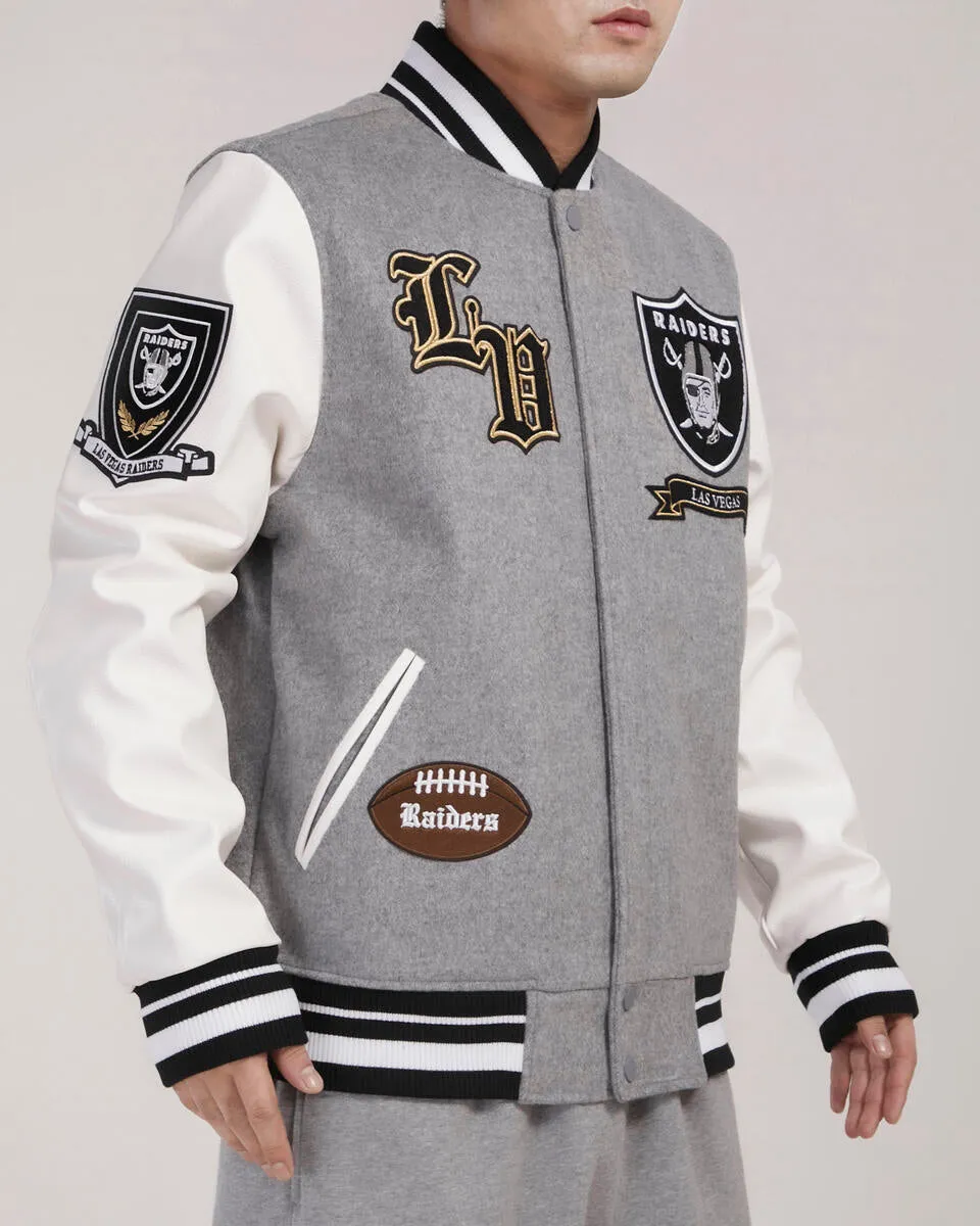 Las Vegas Raiders Logo Varsity Jacket (Heather Grey)