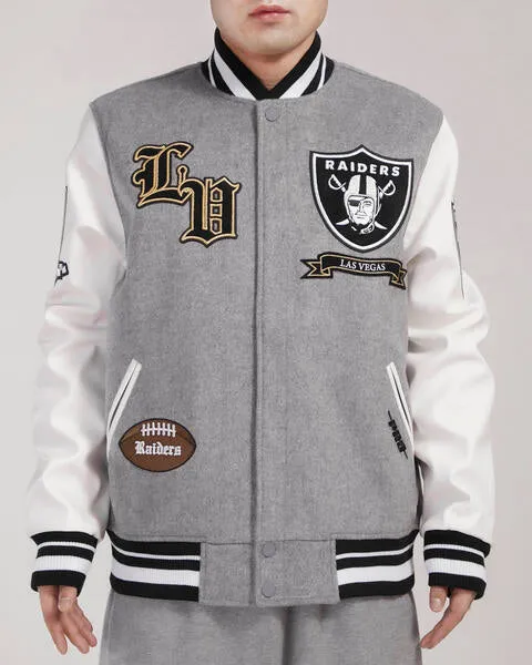 Las Vegas Raiders Logo Varsity Jacket (Heather Grey)