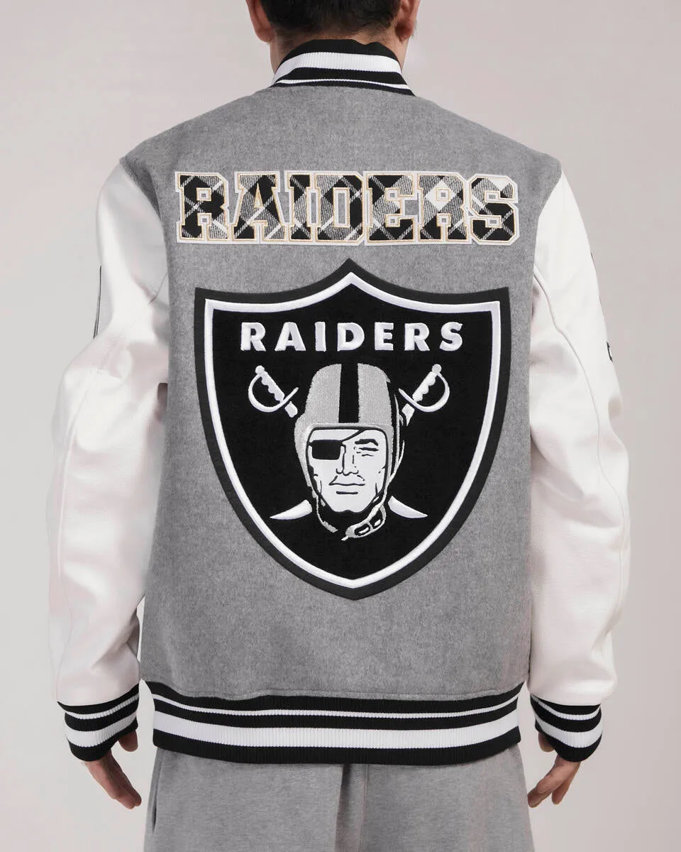 Las Vegas Raiders Logo Varsity Jacket (Heather Grey)