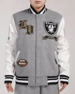 Las Vegas Raiders Logo Varsity Jacket (Heather Grey)