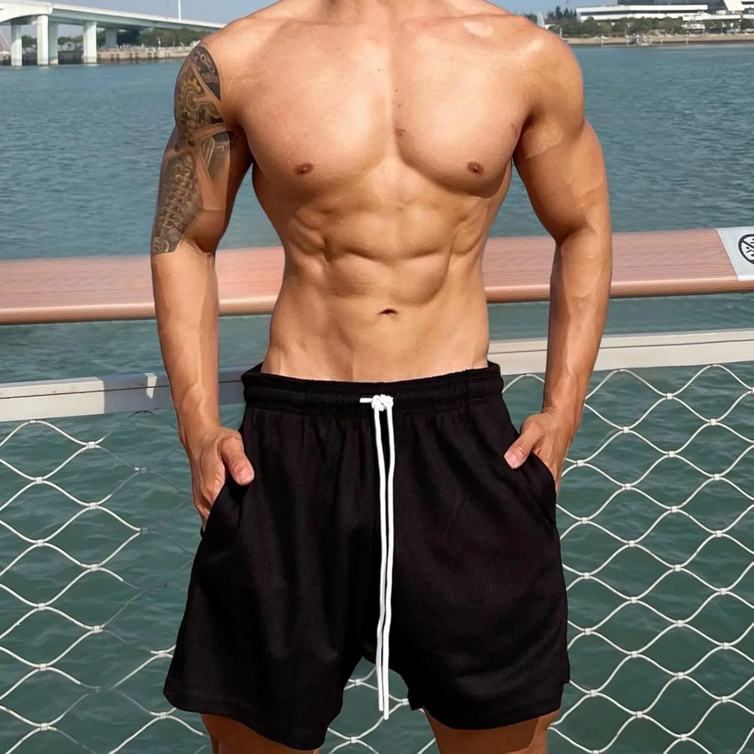Lastesso Running Shorts Men Loose-Fit Drawstring Lounge Workout Shorts Workout Basketball Shorts Training Running Jogger