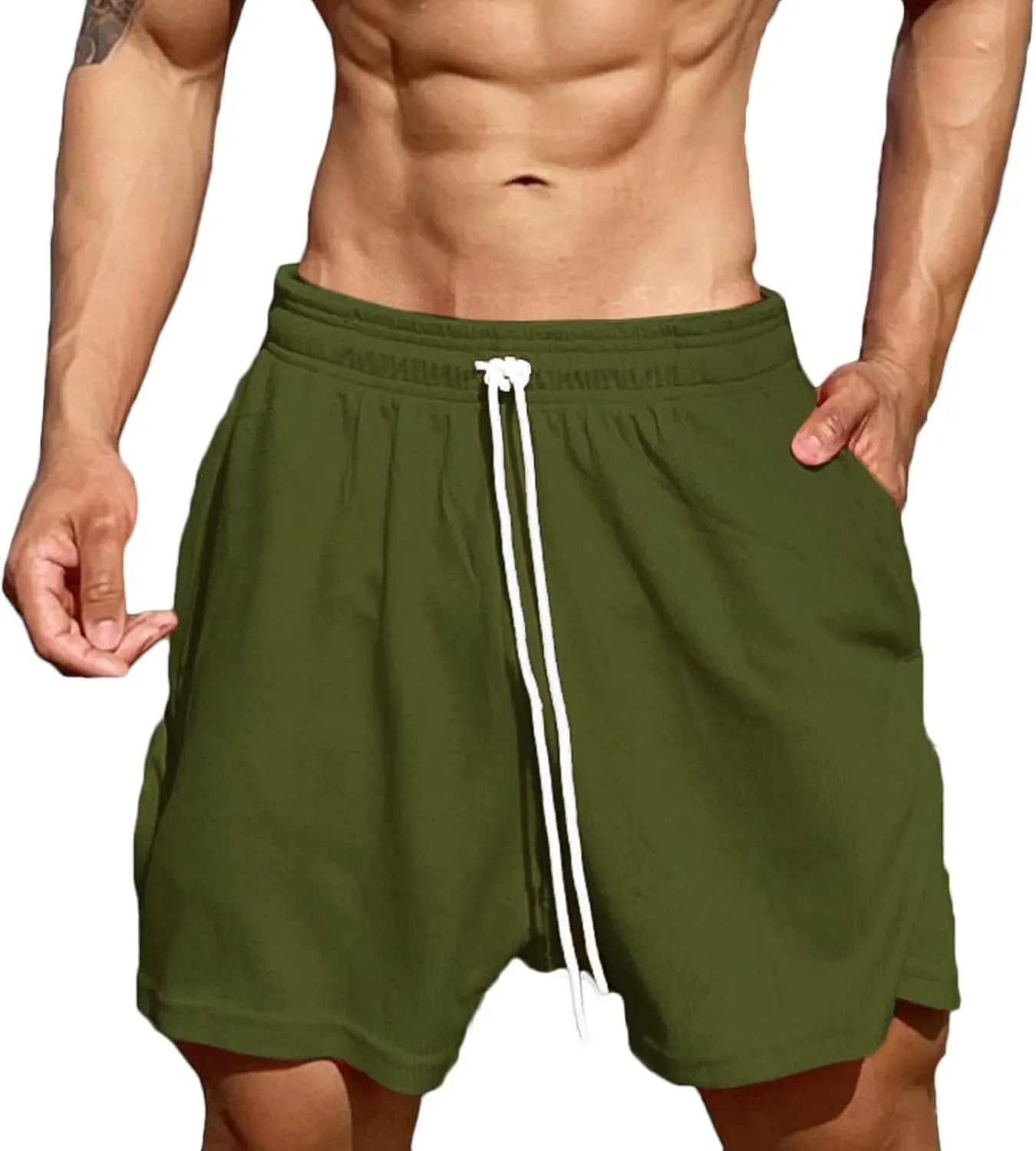 Lastesso Running Shorts Men Loose-Fit Drawstring Lounge Workout Shorts Workout Basketball Shorts Training Running Jogger