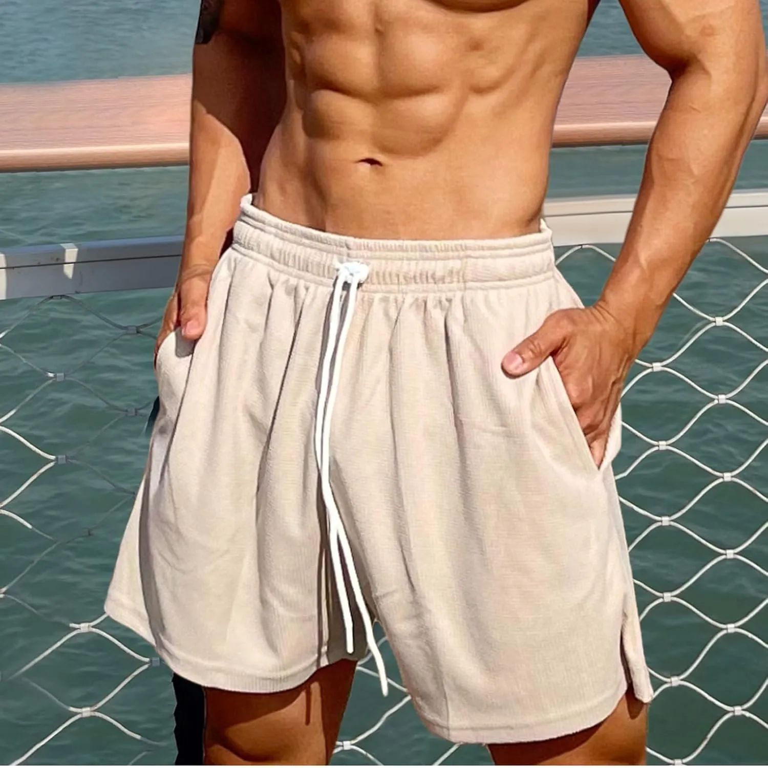 Lastesso Running Shorts Men Loose-Fit Drawstring Lounge Workout Shorts Workout Basketball Shorts Training Running Jogger