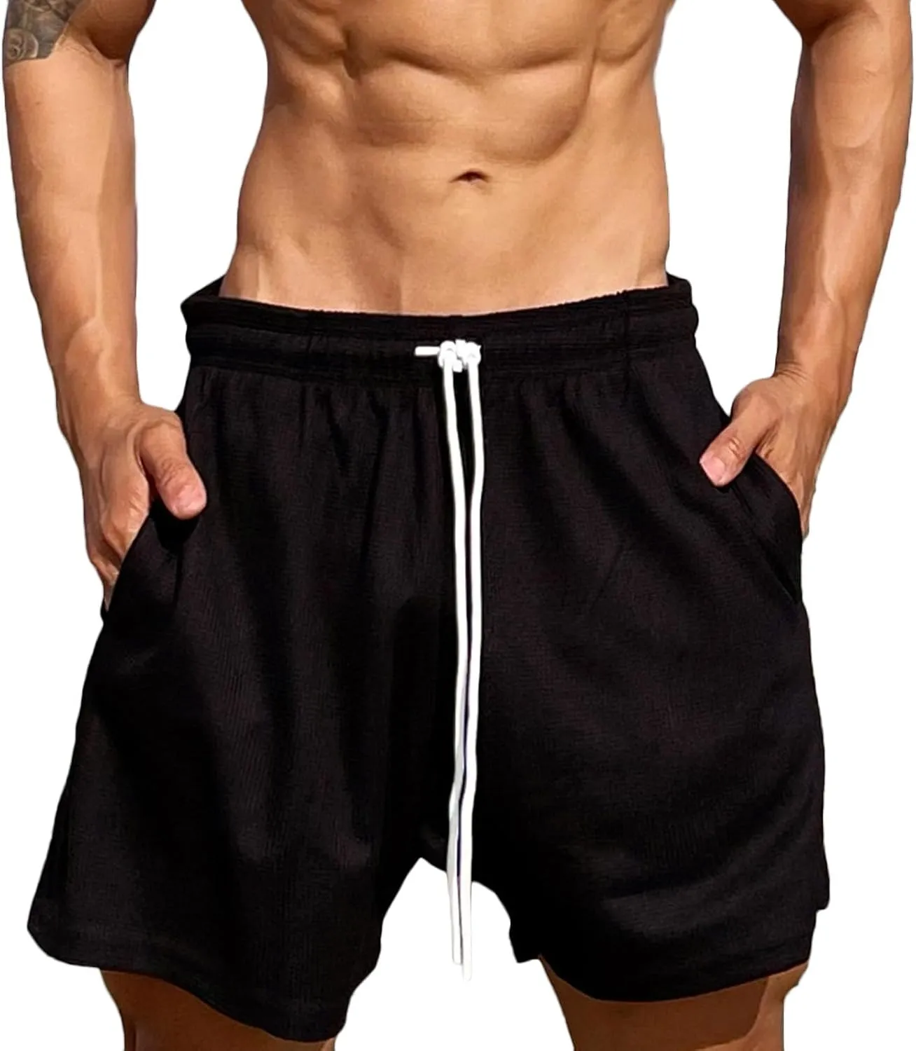 Lastesso Running Shorts Men Loose-Fit Drawstring Lounge Workout Shorts Workout Basketball Shorts Training Running Jogger