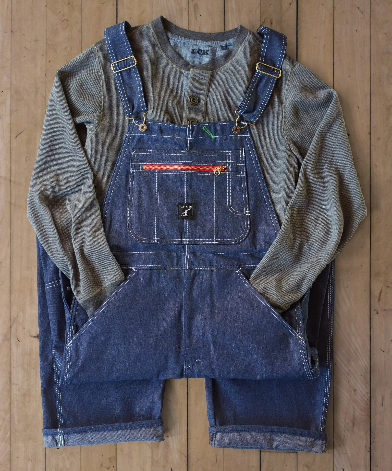 LC King Indigo Denim High Back Overalls - Unwashed