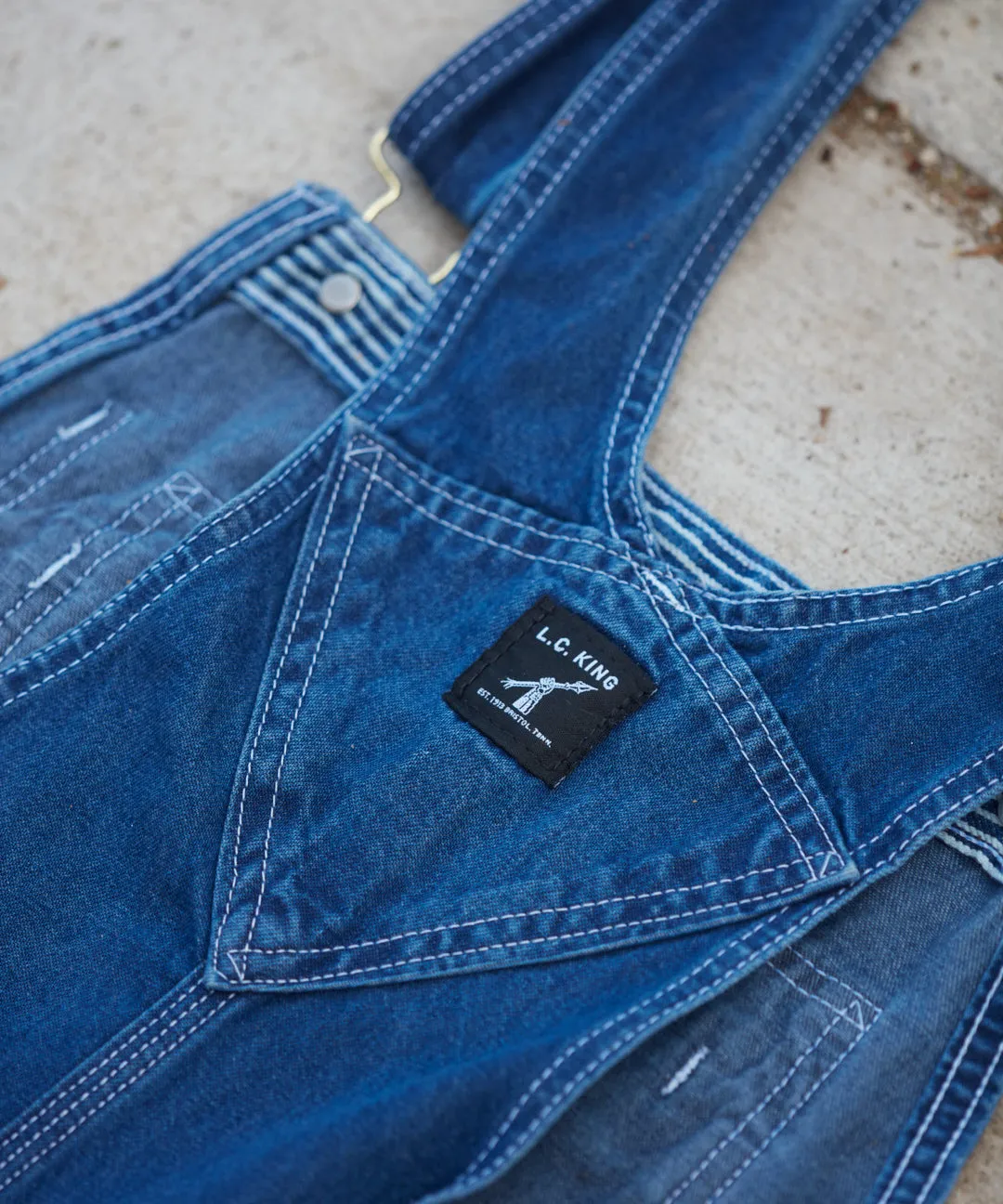 LC King Indigo Denim High Back Overalls - Washed