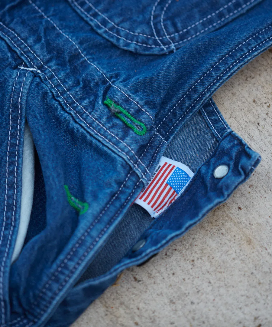 LC King Indigo Denim High Back Overalls - Washed