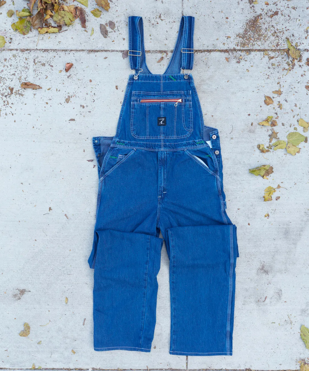 LC King Indigo Denim High Back Overalls - Washed
