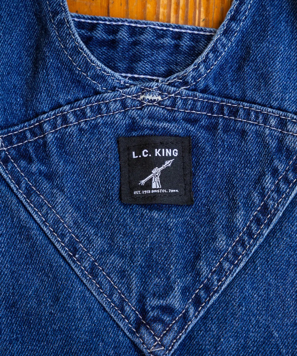 LC King Indigo Denim Tailored Fit High Back Overalls - Washed