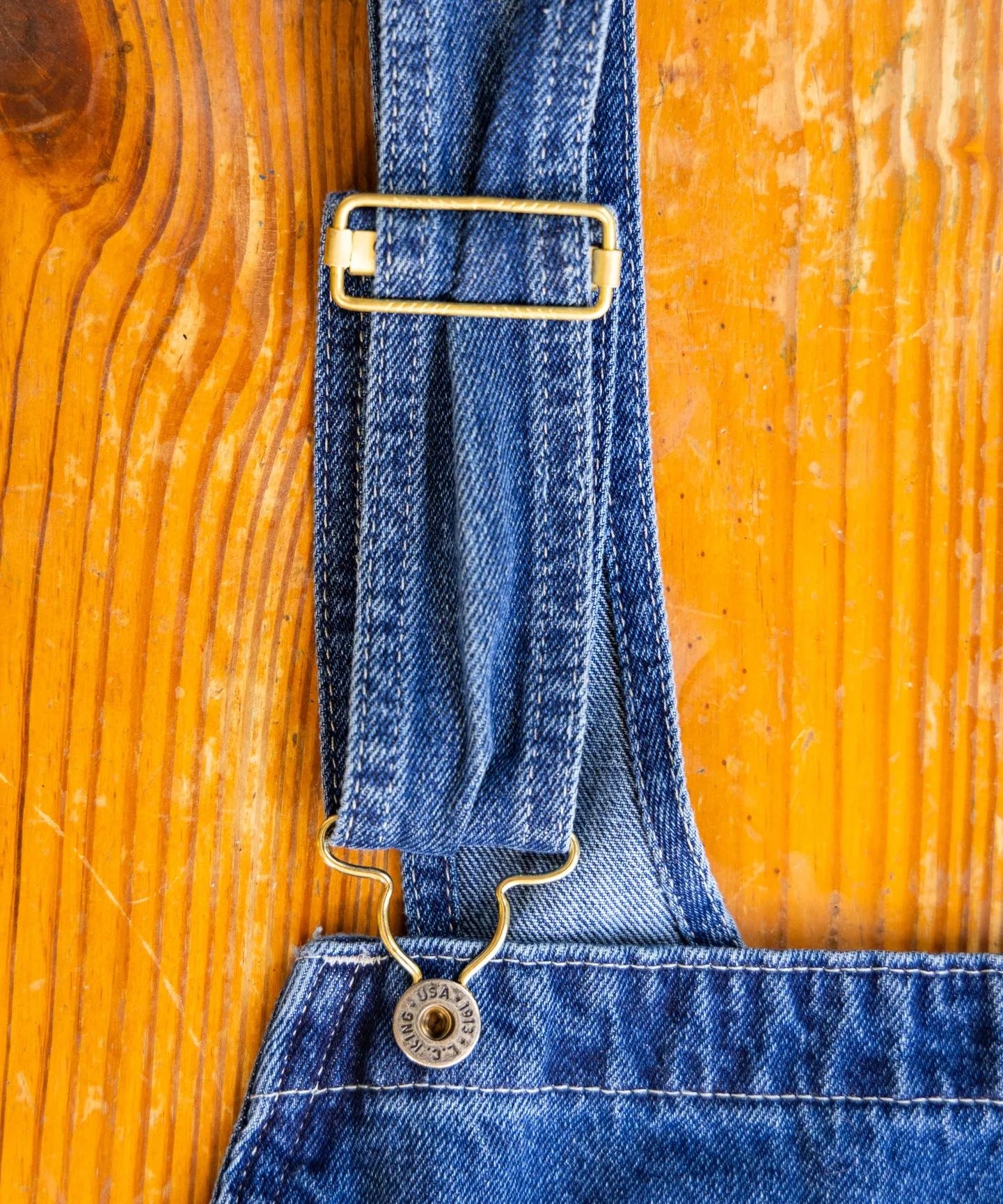 LC King Indigo Denim Tailored Fit High Back Overalls - Washed