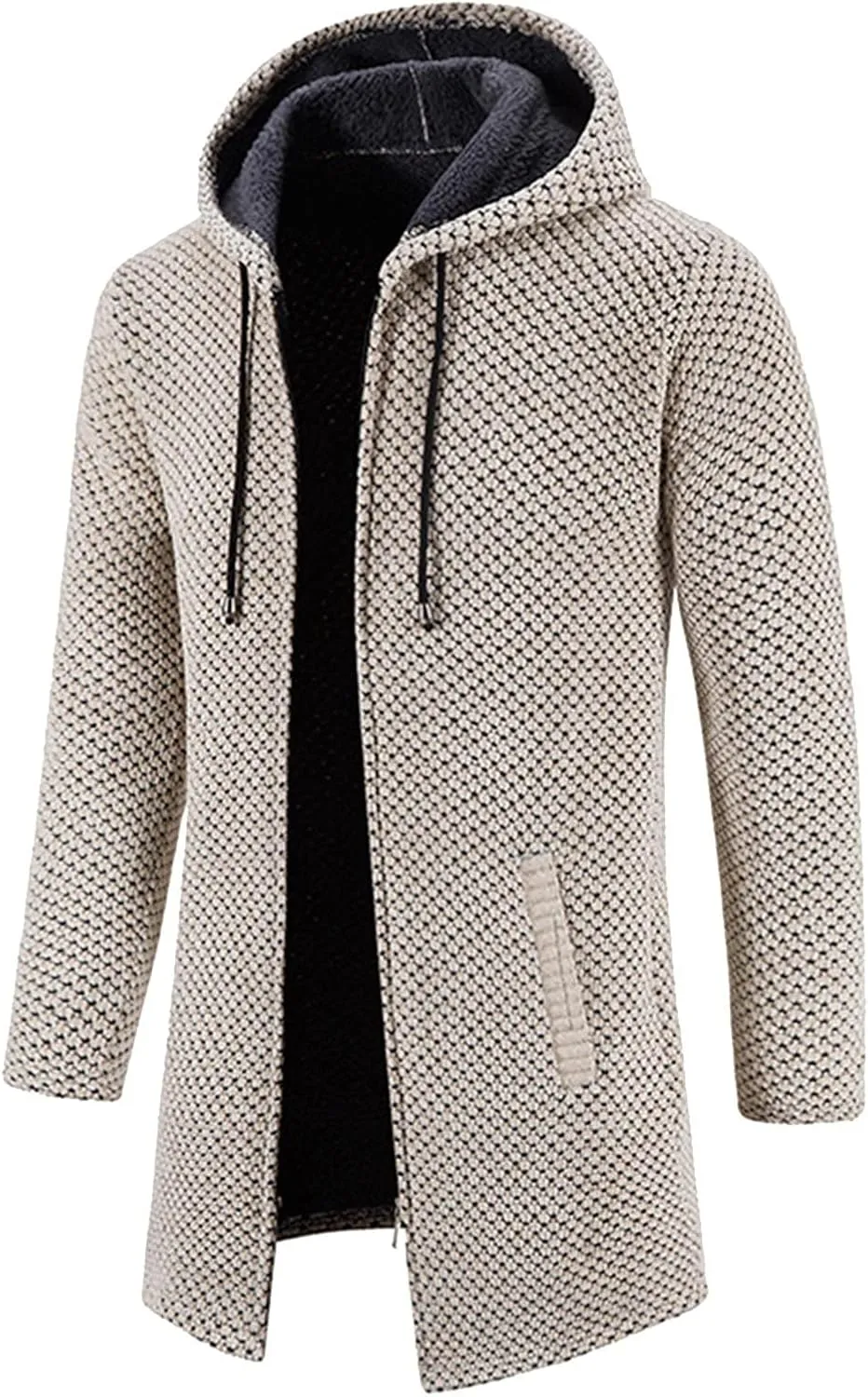 LCMTWX Winter Coats For Men with Trim Wool Short Jacket Lapel Splice Solid Warm Slim Overcoat Big Pockets Jackets For Men