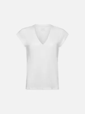 Le Mid Rise V Neck Tee -- Blanc