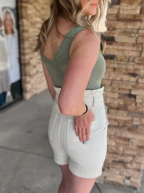 Leah Tie-Waist Paper Bag Shorts