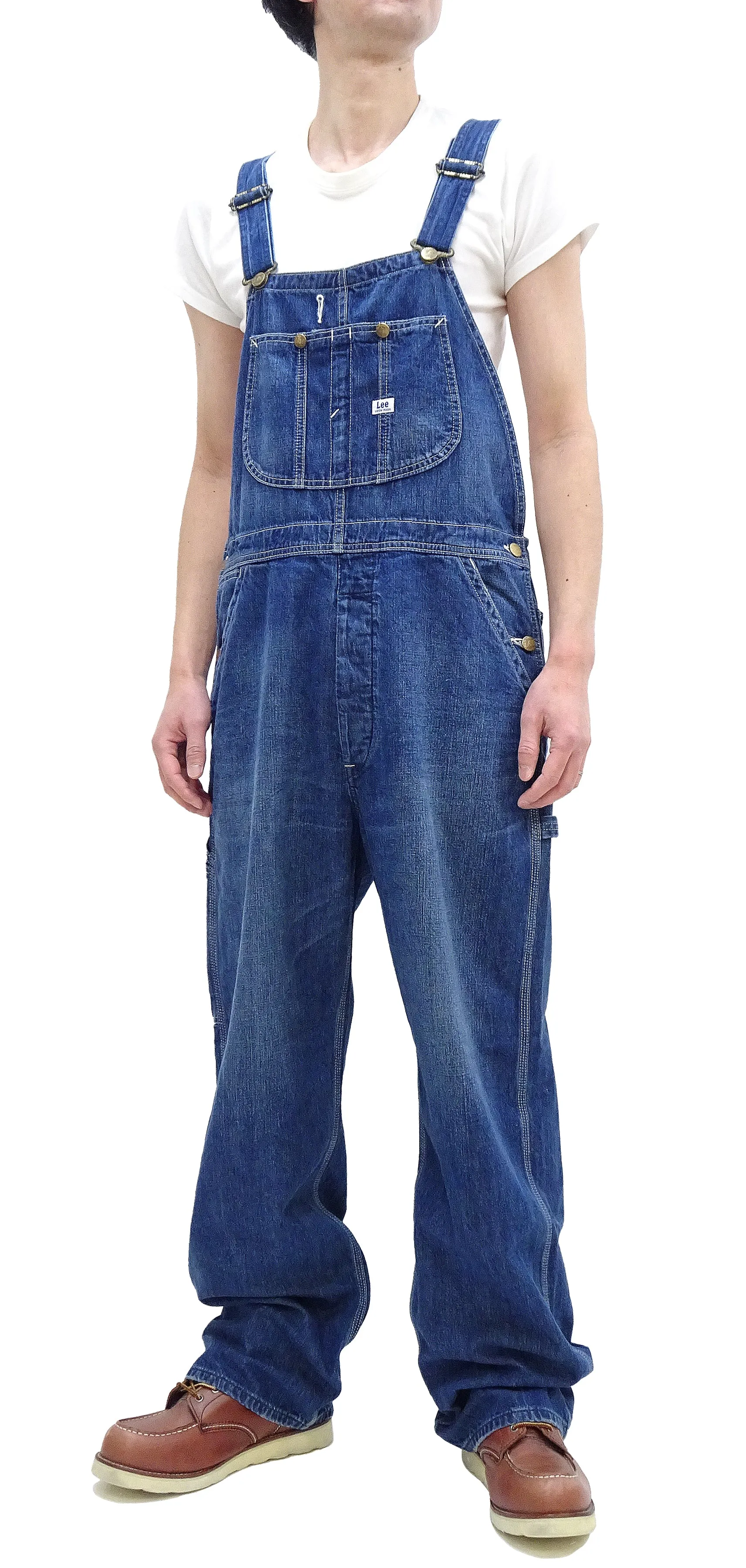 Lee Overalls Men's Casual Fashion Bib Overall High-Back LM7254 LM7254-2136 Mid-Wash Faded Blue