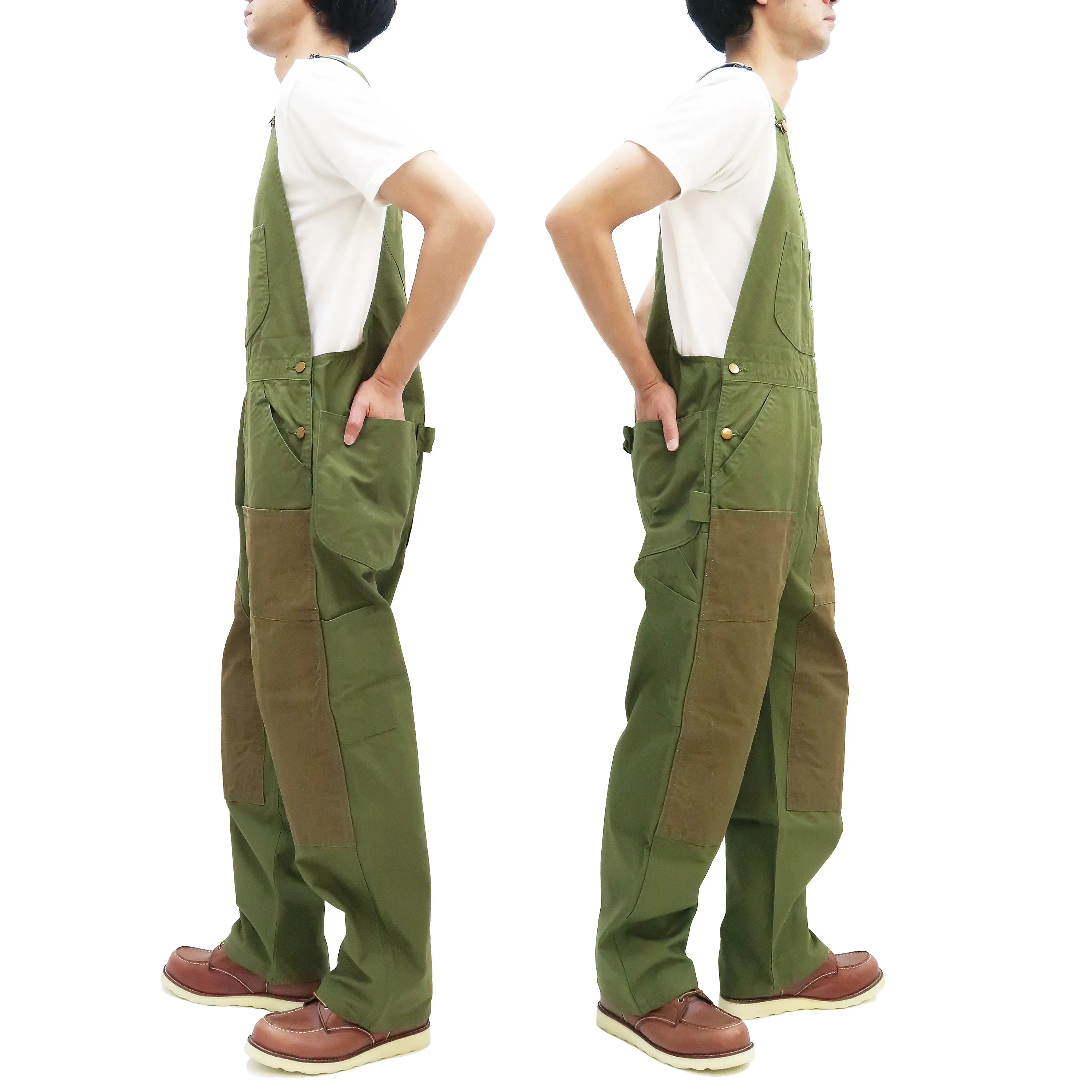 Lee Overalls Men's Casual Fashion Double Knee Duck Canvas Bib Overall High-Back LM8605 LM8605-121 Olive