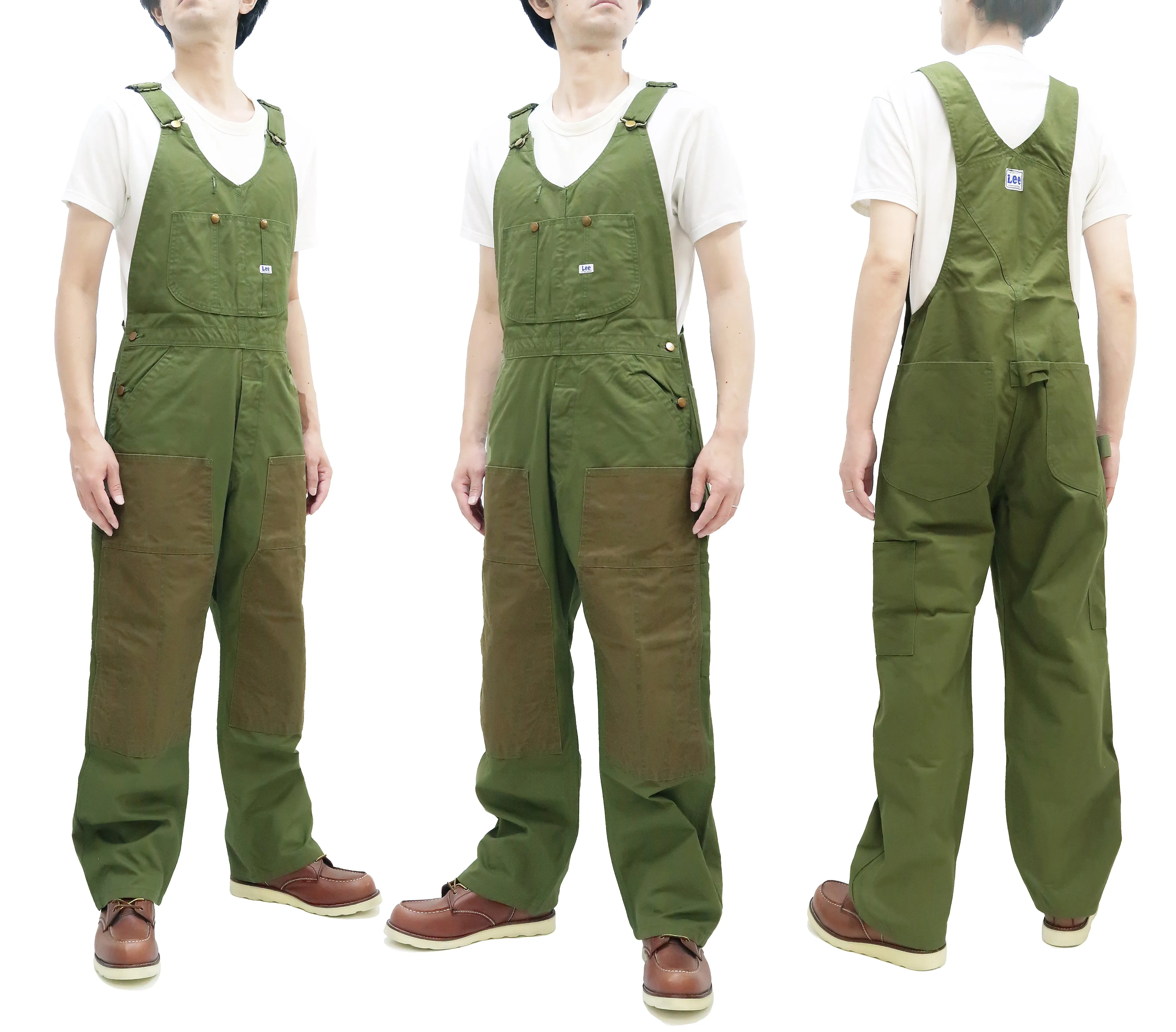 Lee Overalls Men's Casual Fashion Double Knee Duck Canvas Bib Overall High-Back LM8605 LM8605-121 Olive
