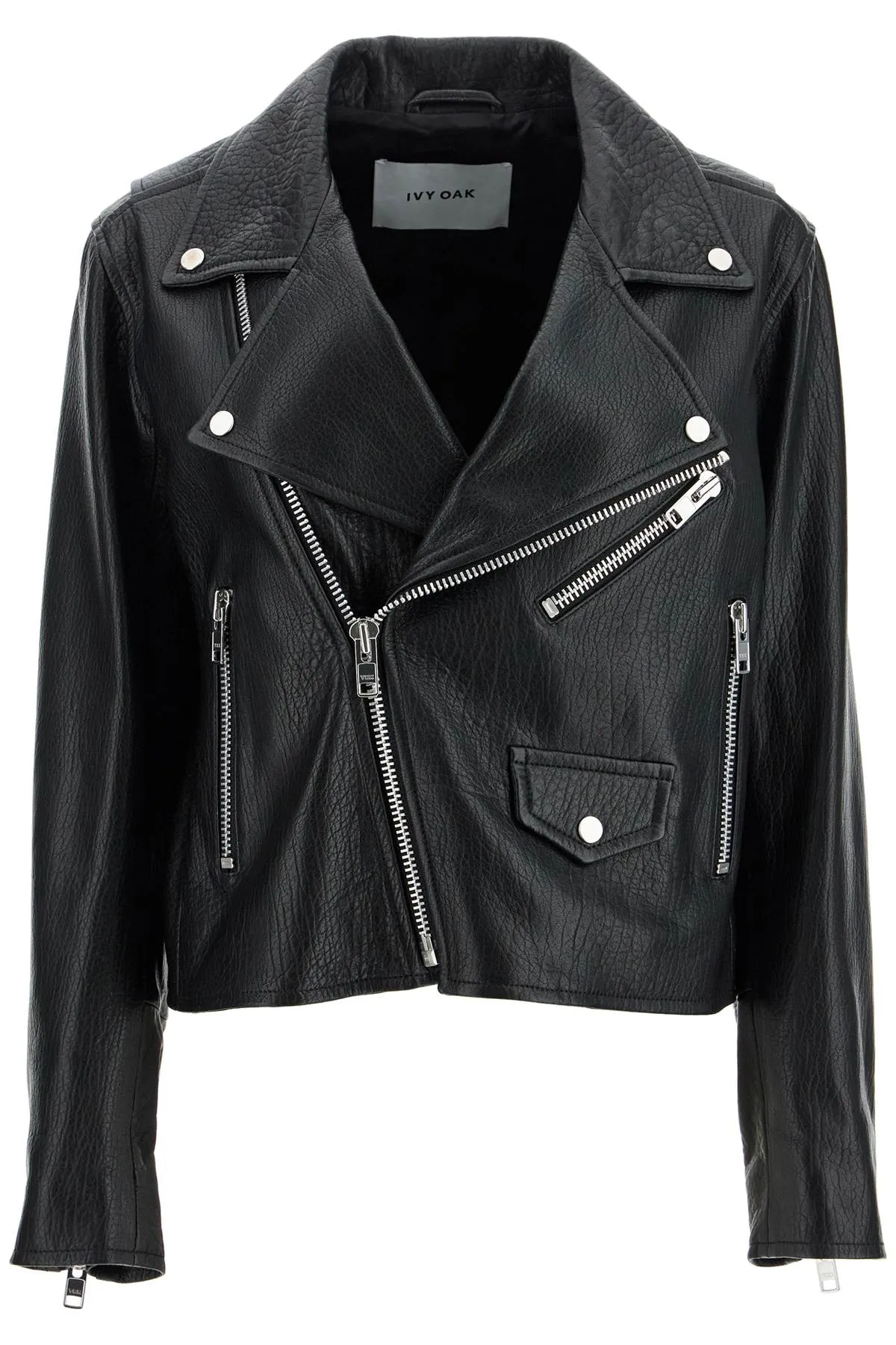 lenny sue leather biker jacket IO118036 BLACK