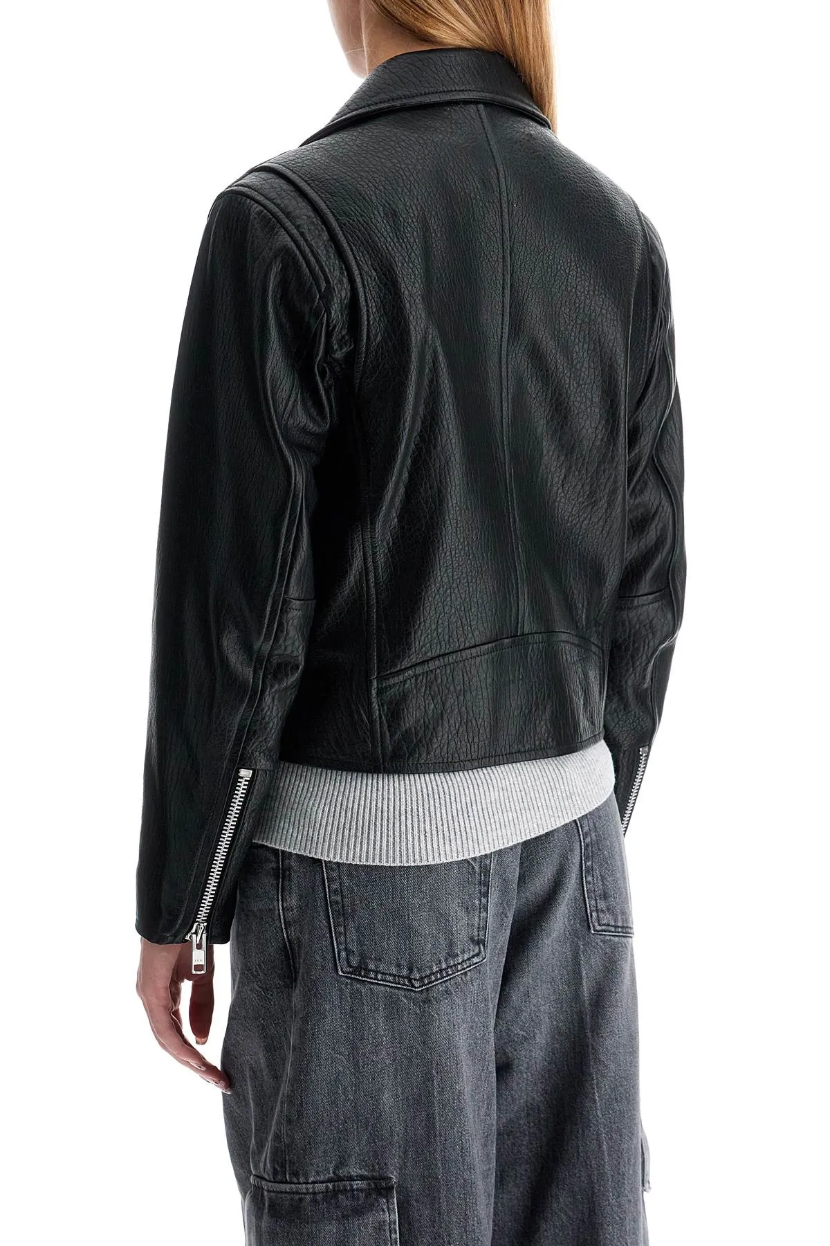 lenny sue leather biker jacket IO118036 BLACK