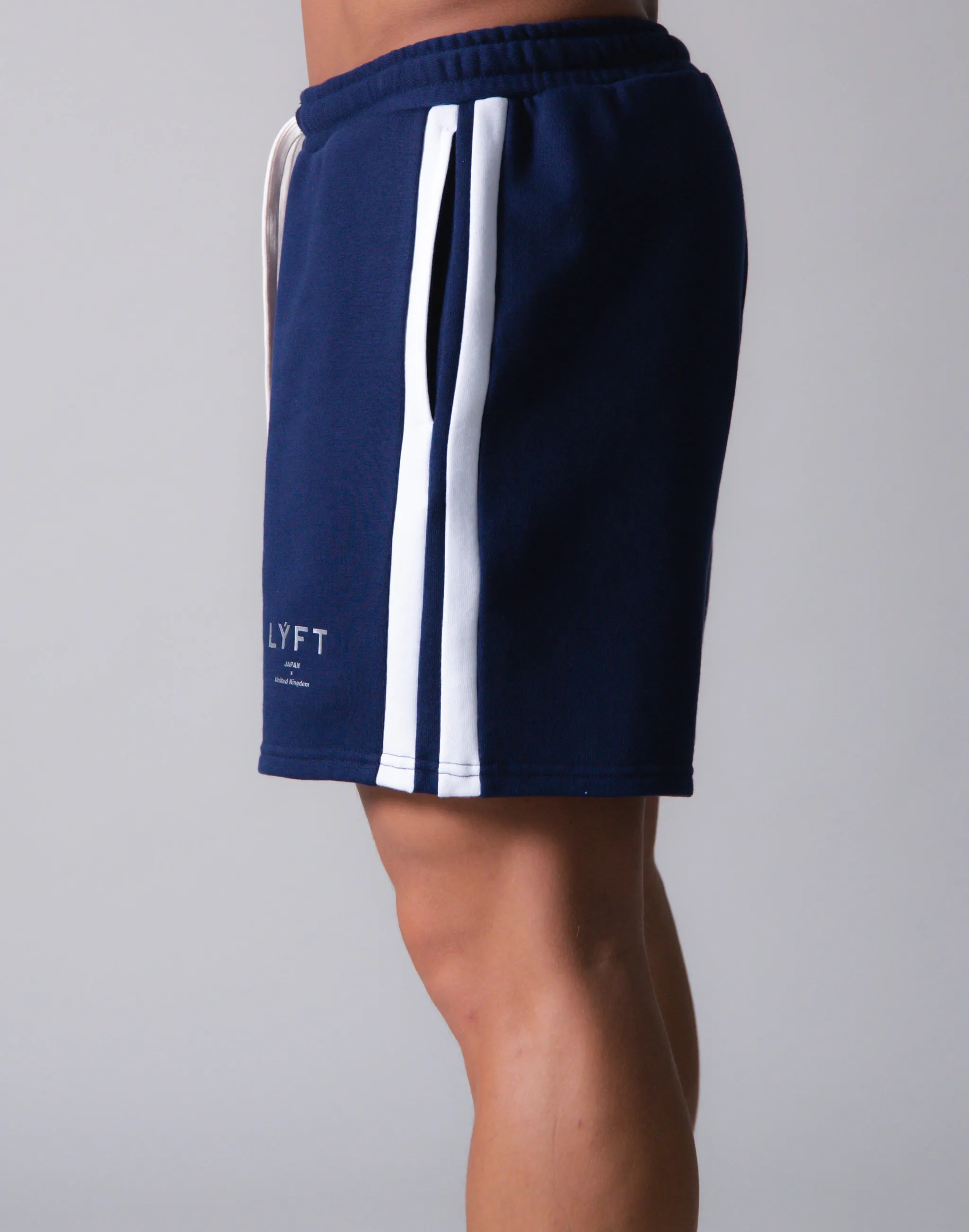 LÝFT 2 Line Sweat Shorts - Navy