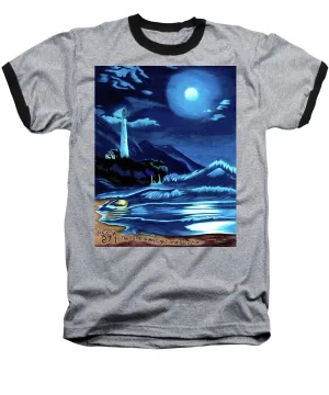 Lighthouse Moonlit Sky - Baseball T-Shirt