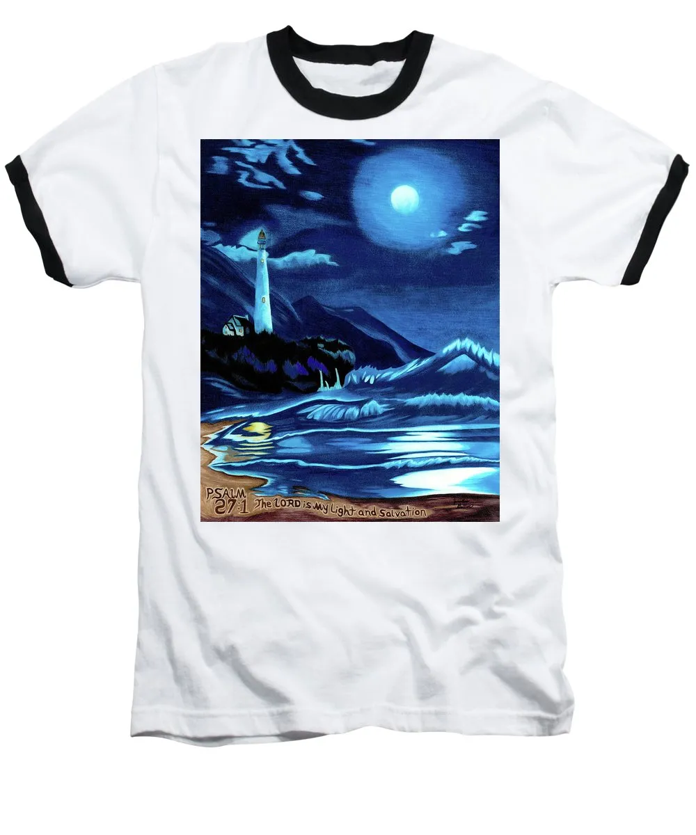 Lighthouse Moonlit Sky - Baseball T-Shirt