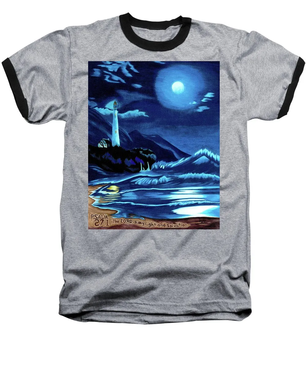Lighthouse Moonlit Sky - Baseball T-Shirt