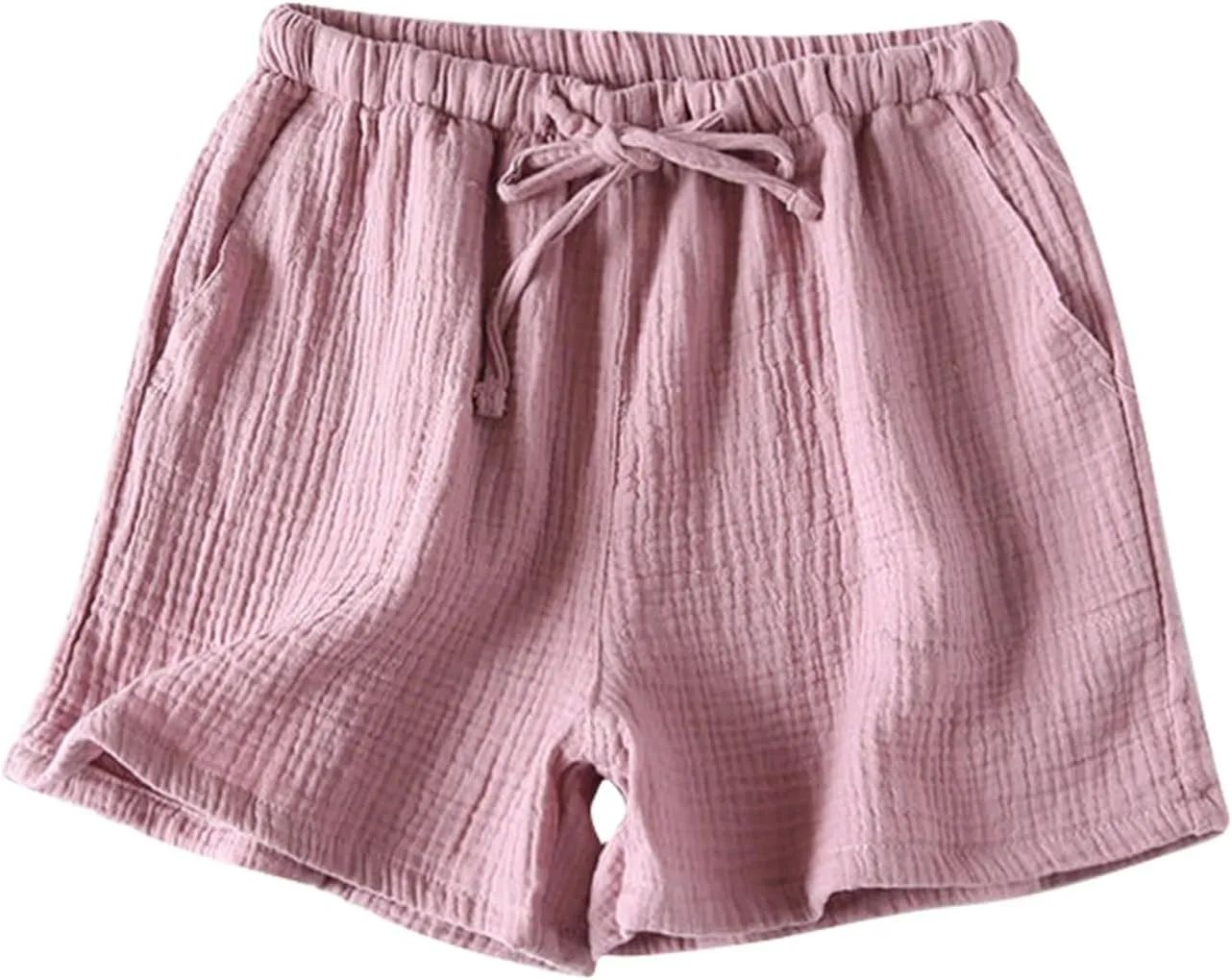 Linen Drawstring Shorts for Women Casual Summer Elastic Waist Chino Short Loose Lightweight Pants with Pockets