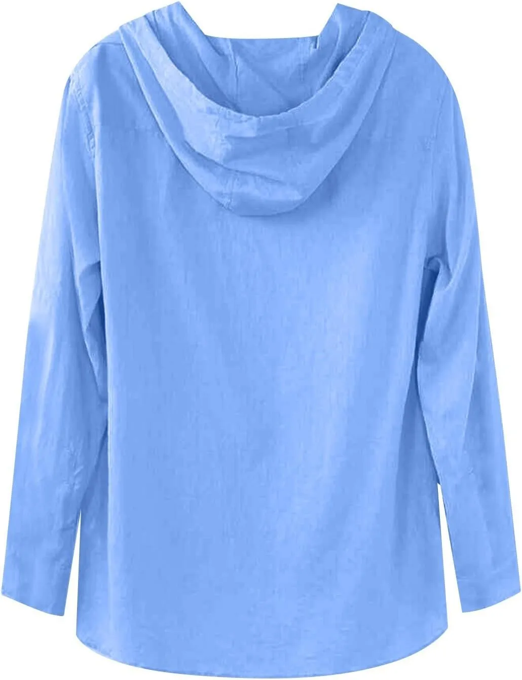 Linen Hoodie Men Lightweight Long Sleeve Button Down Shirts with Hood Summer Trendy Plain Drawstring Hooded Shirts