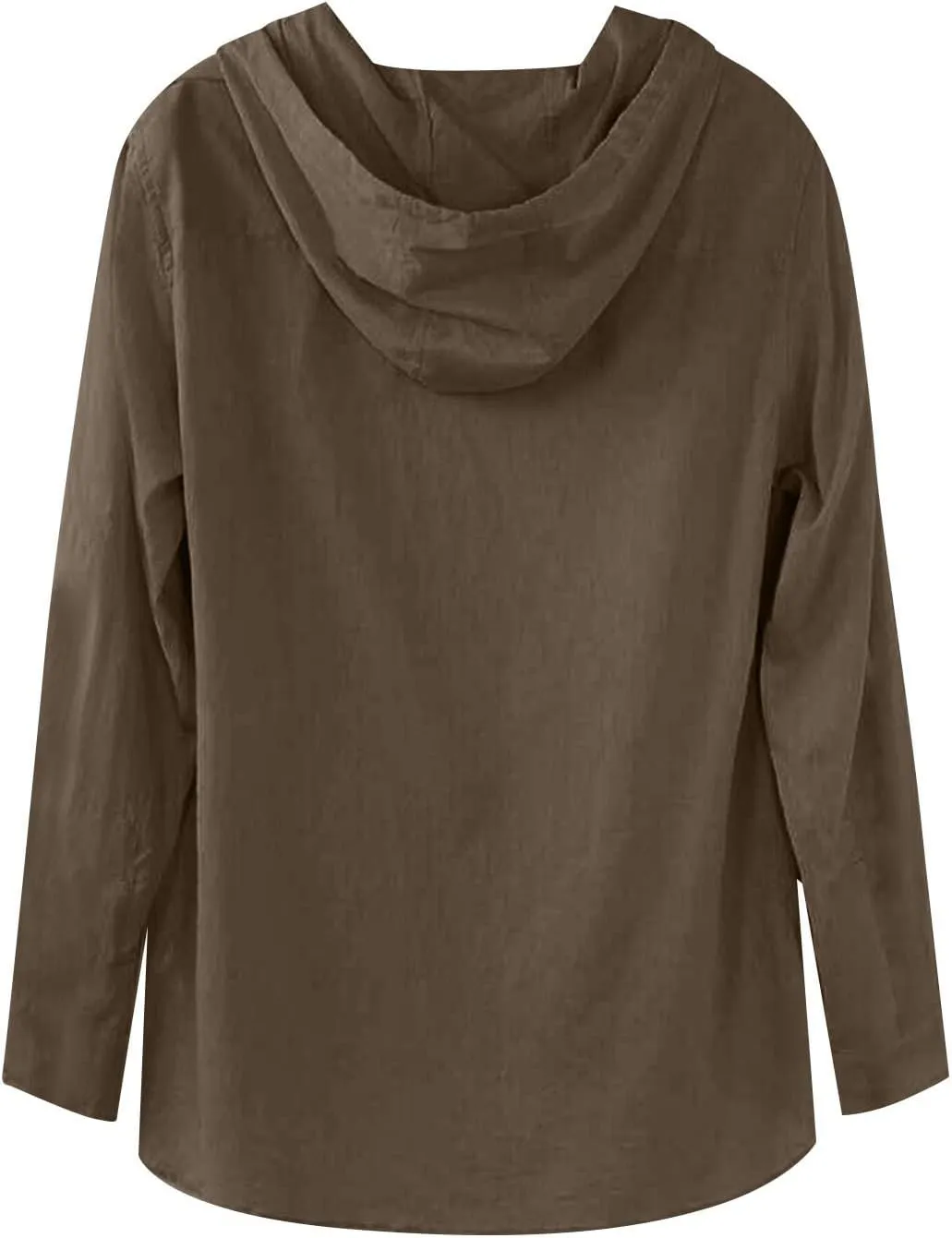 Linen Hoodie Men Lightweight Long Sleeve Button Down Shirts with Hood Summer Trendy Plain Drawstring Hooded Shirts