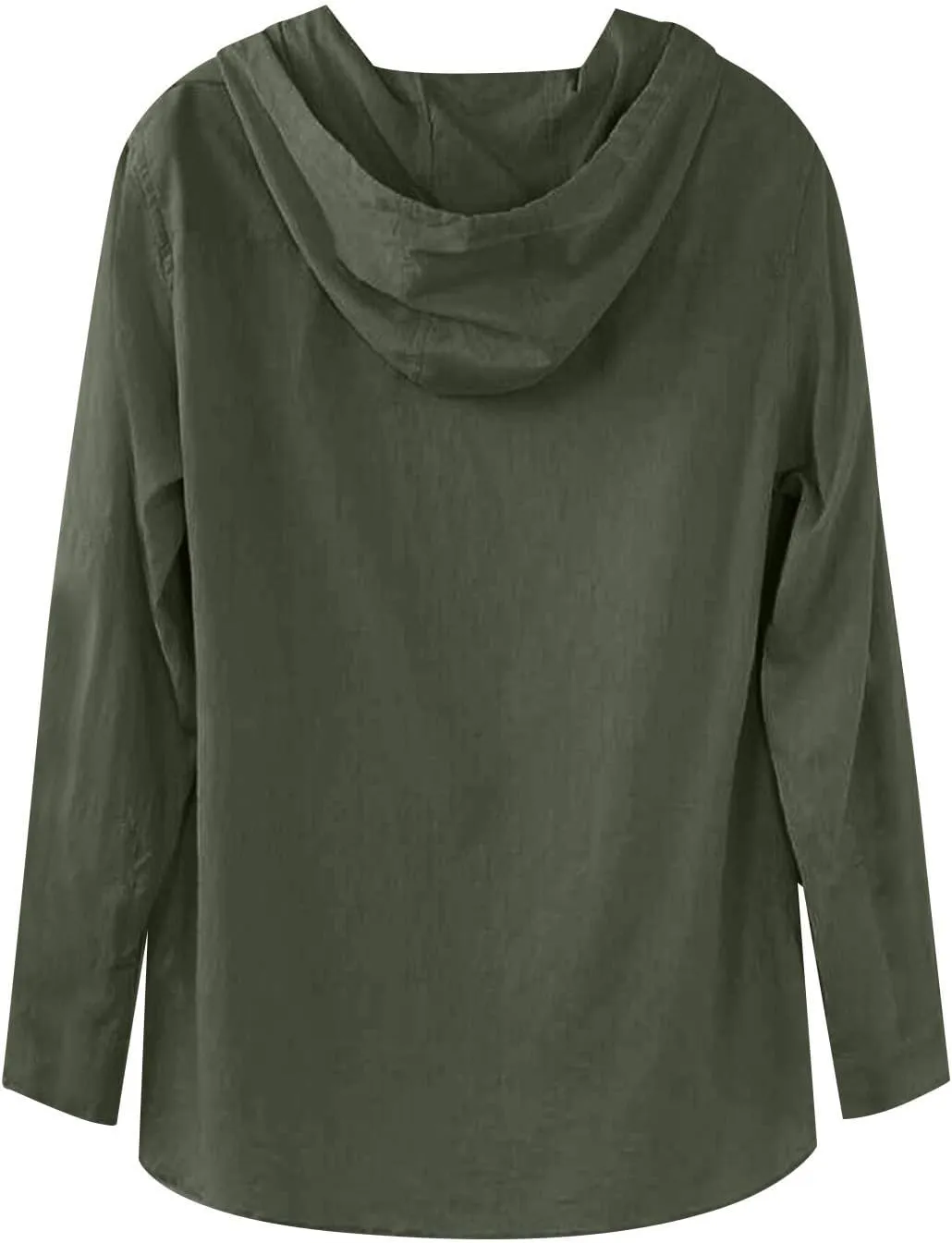 Linen Hoodie Men Lightweight Long Sleeve Button Down Shirts with Hood Summer Trendy Plain Drawstring Hooded Shirts