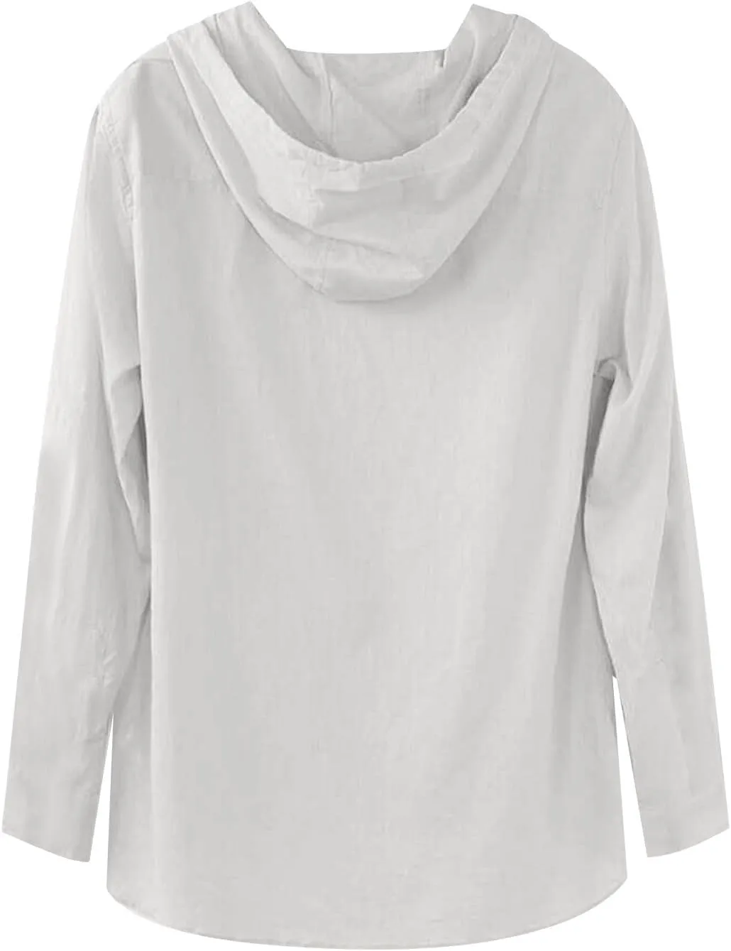 Linen Hoodie Men Lightweight Long Sleeve Button Down Shirts with Hood Summer Trendy Plain Drawstring Hooded Shirts